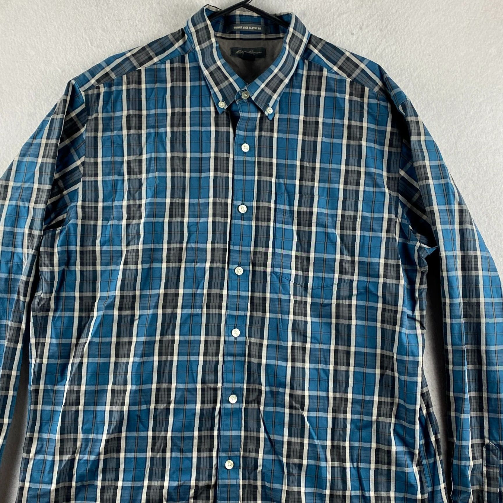 Eddie Bauer Eddie Bauer Button-Up Shirt Mens XL Tall Blue Plaid Wrinkle Free Classic Fit Size US XL / EU 56 / 4 - 2 Thumbnail