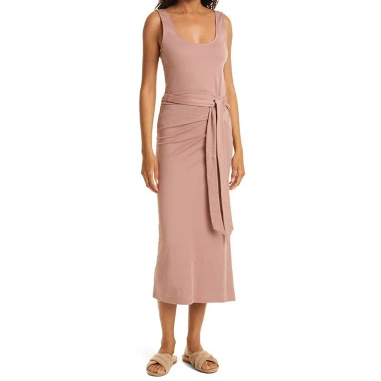Vince Vince Cotton Dress Rose Size Medium Midi Tie Scoop Bodycon Size M / US 6-8 / IT 42-44 - 1 Thumbnail
