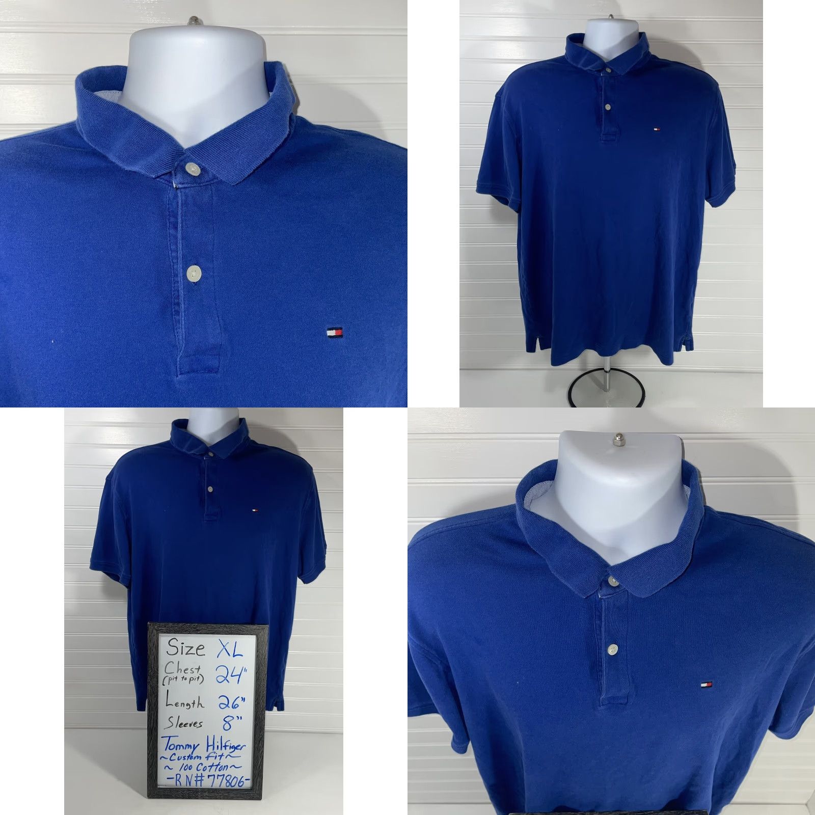 Tommy Hilfiger Tommy Hilfiger Polo Shirt Men XL Button-Down Short Sleeve Blue Chest Logo 100% Cotton Size US XL / EU 56 / 4 - 10 Thumbnail