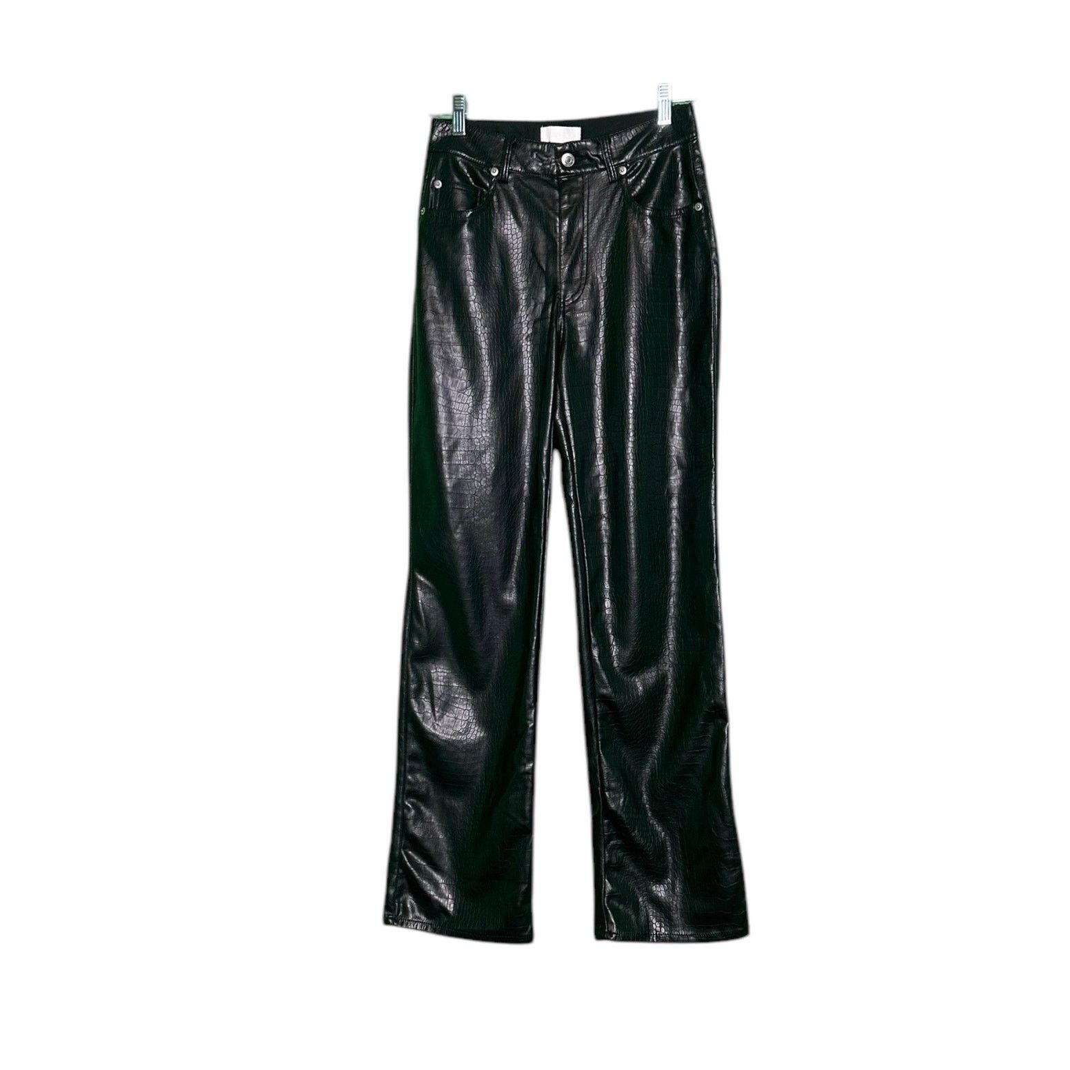 H&M H&M black faux crocodile leather straight leg pants size 4 Size 27" / US 4 / IT 40 - 6 Thumbnail