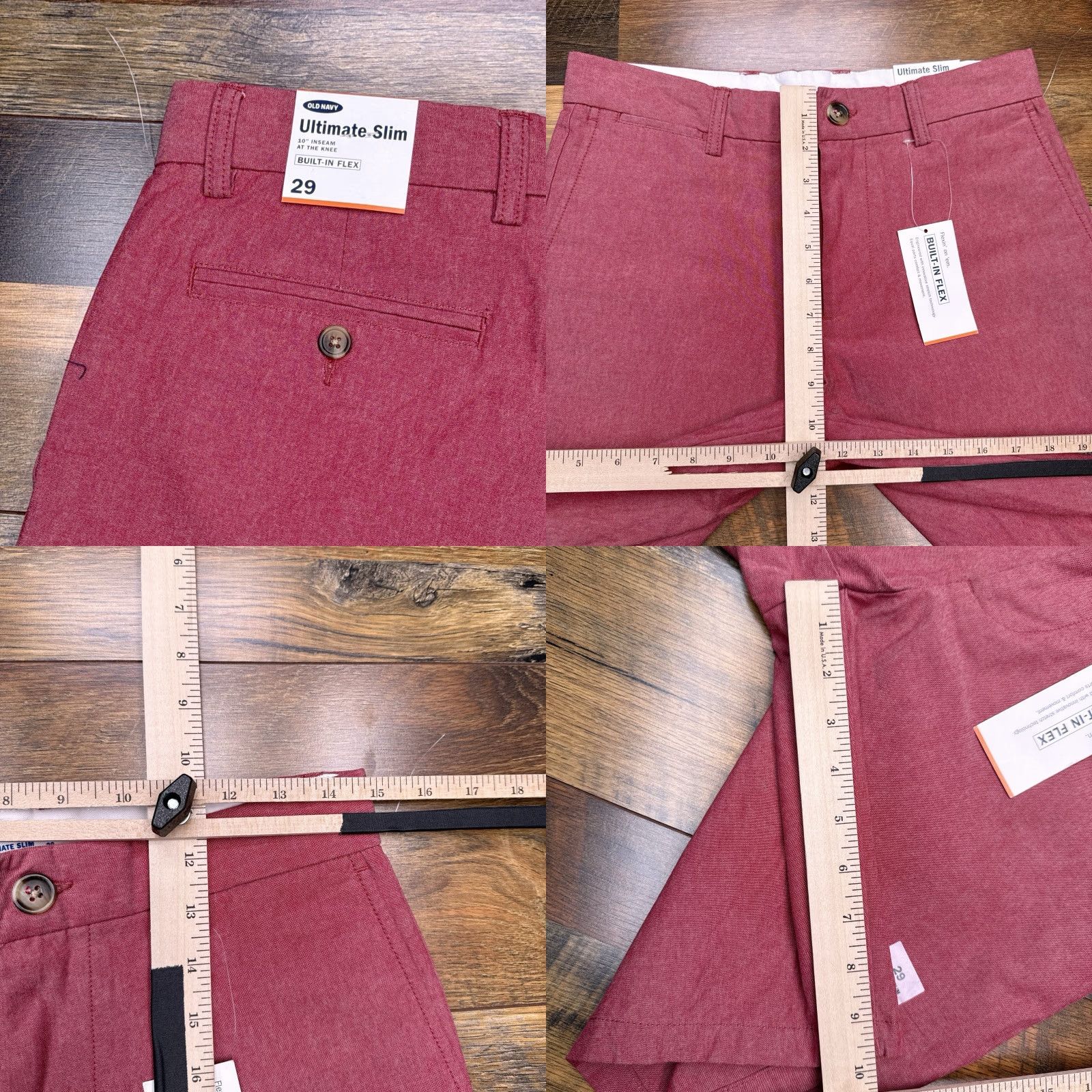 Old Navy Old Navy Slim Shorts Mens 29 Red Chambray Mid Rise Stretch New Size US 29 - 8 Thumbnail