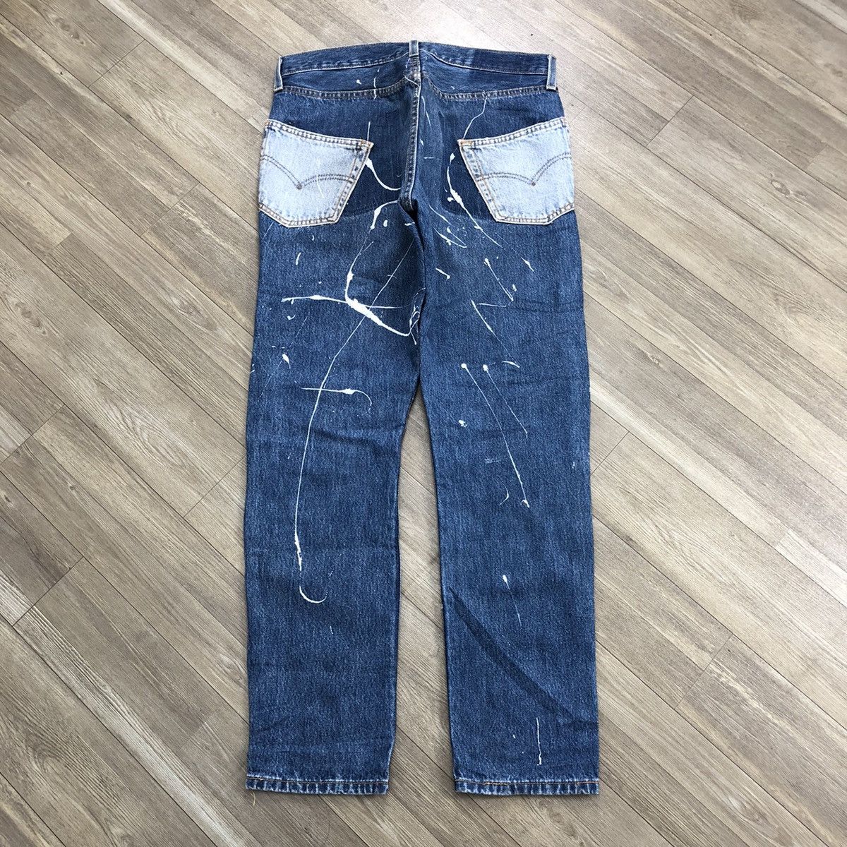 Levi's 90s Vintage Levis 501 USA Rework Painted Custom Blue Jeans Size US 34 / EU 50 - 23 Thumbnail