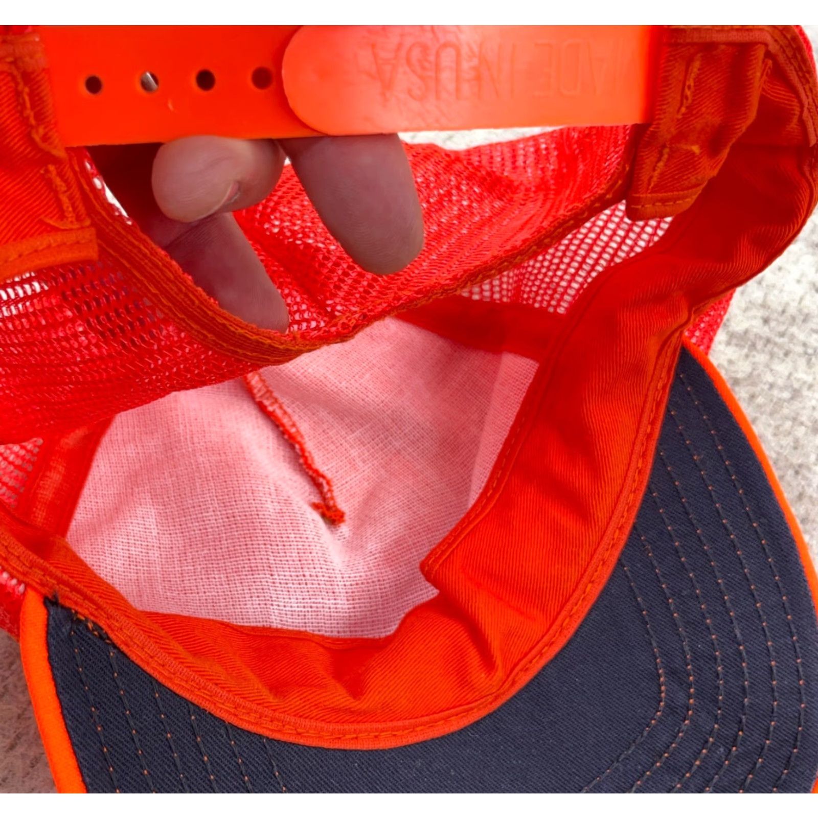 Vintage VINTAGE Blaze Orange Camo Trucker Hat Cap Snapback Made In USA Blank Hunting Men Size 44L - 6 Thumbnail