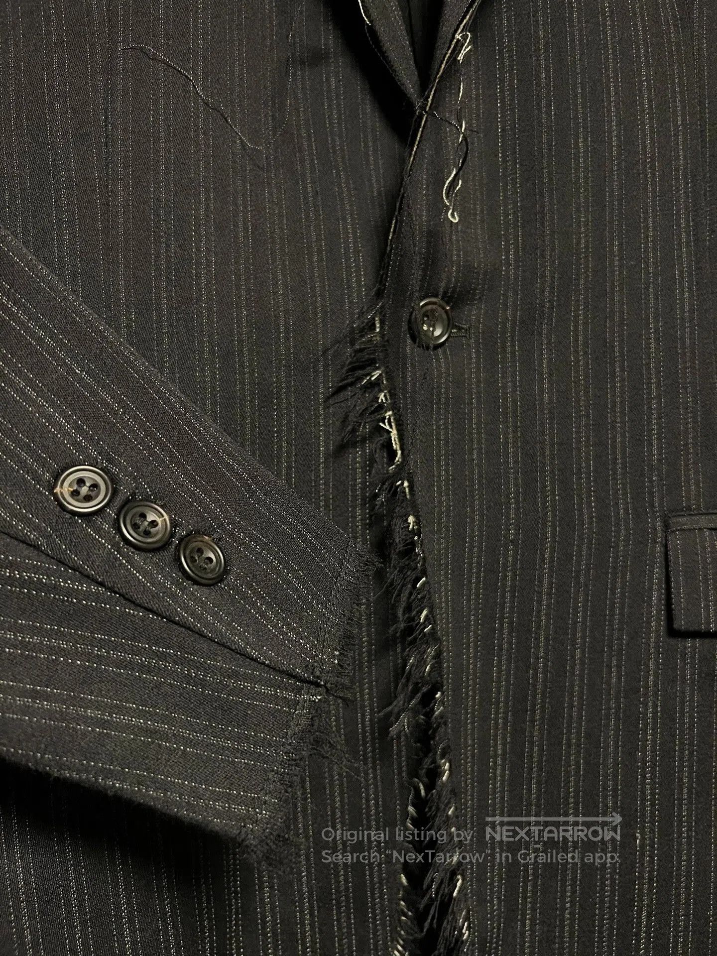 The Viridi-anne Viridi Anne Striped Blazer with Distress. Size US S / EU 44-46 / 1 - 3 Thumbnail