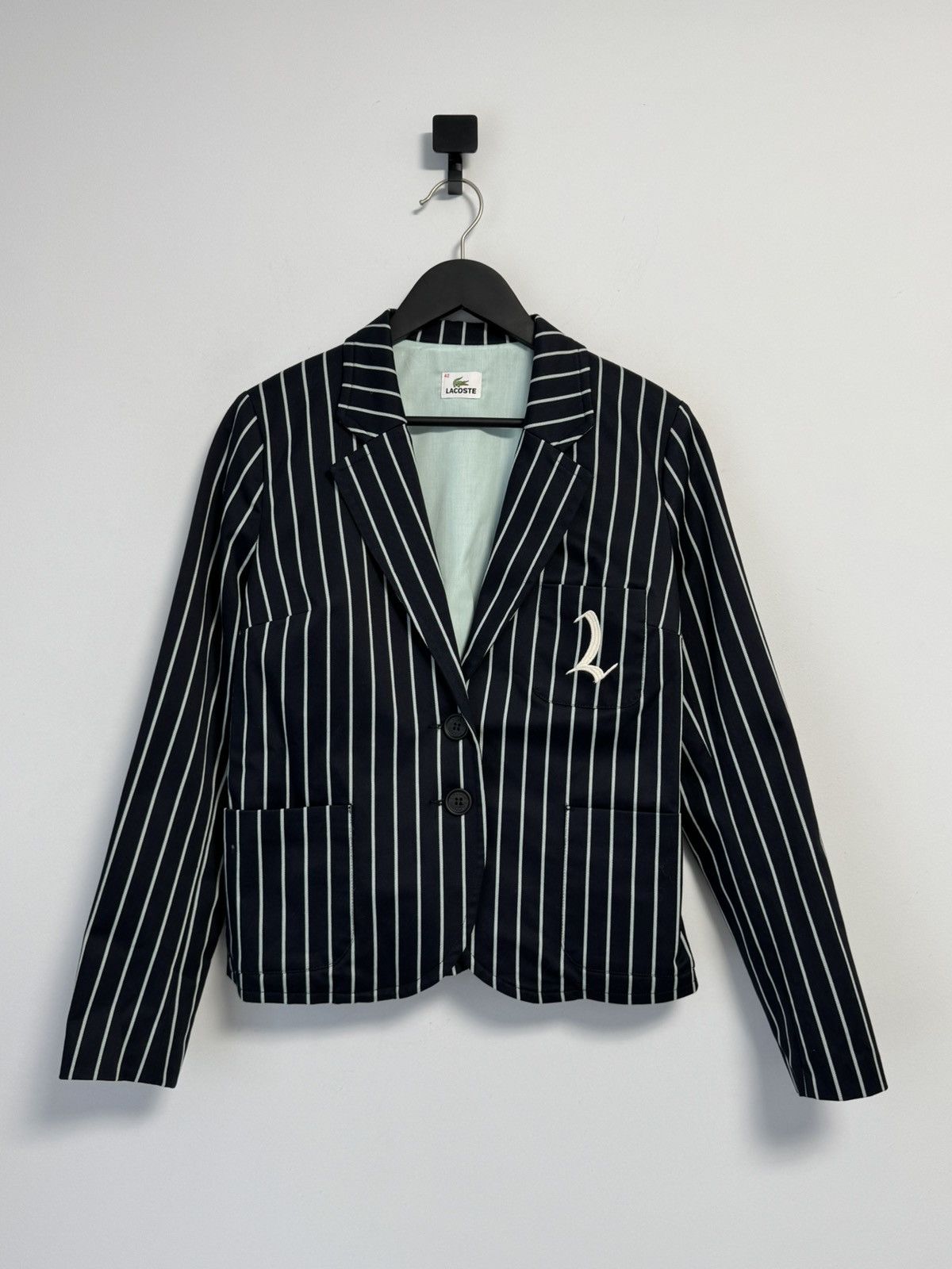 Lacoste LACOSTE Womens 2 Button Blazer Jacket Medium Black Striped Size M / US 6-8 / IT 42-44 - 1 Thumbnail
