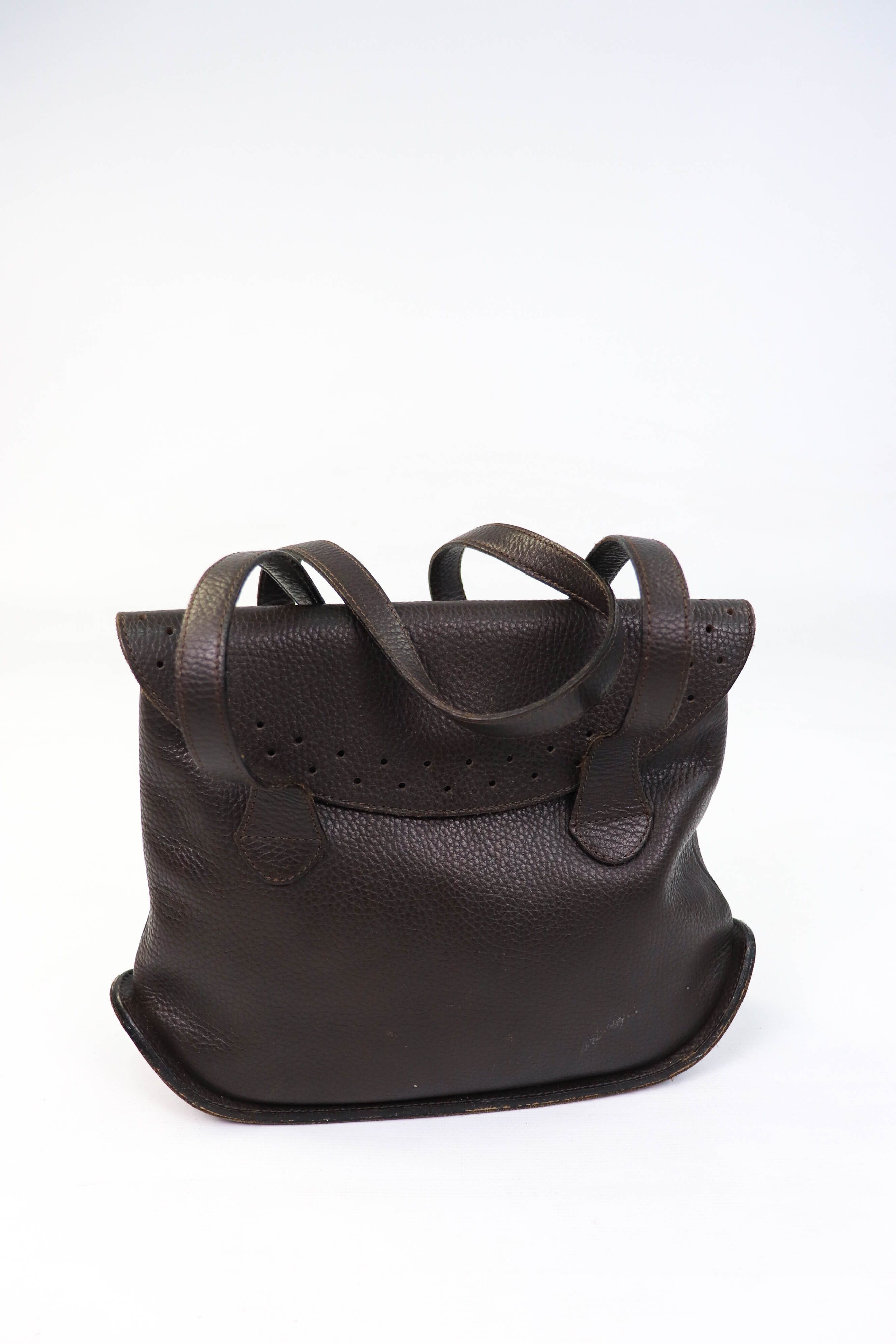 Delvaux Delvaux Brown Grained Leather Handmade Artisan Shoulder Bag Size ONE SIZE - 3 Thumbnail