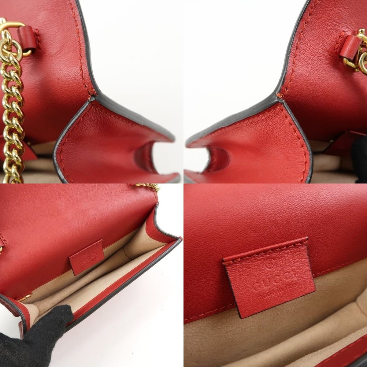 Gucci Gucci Sylvie Mini Shoulder Bag Calfskin Flap Red Size ONE SIZE - 7 Thumbnail