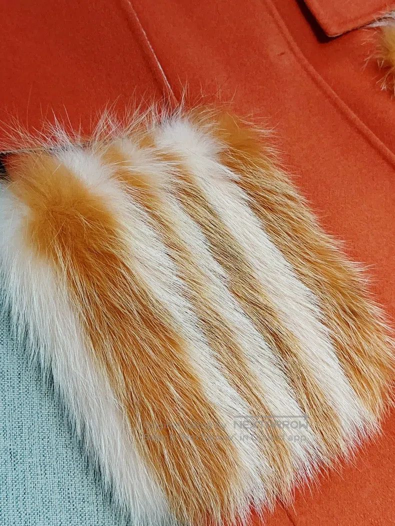 Fendi Fendi Orange Cloak-style Fleece Pocket Long Coat Size XXS / US 00 / IT 34 - 5 Thumbnail