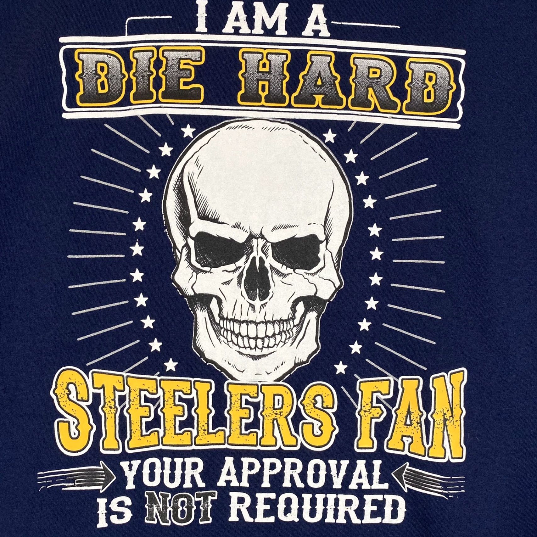 Gildan Pittsburgh Steelers Shirt Mens Large Diehard Fan Approval Not Needed Navy Blue T-Shirt Sports Gildan Crew Neck Short Sleeve 2020s Men Size US L / EU 52-54 / 3 - 2 Thumbnail