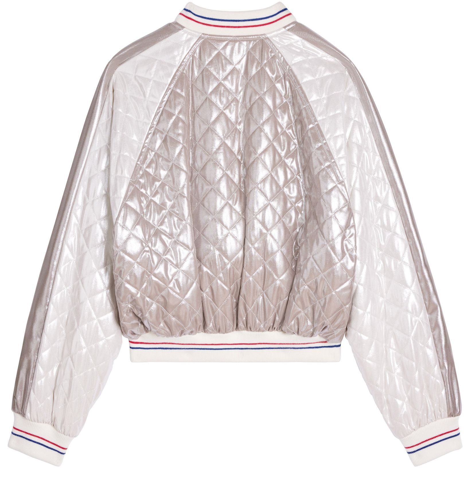 Celine o1bcso1str0924 Casaque Blouson Jacket Laminated Silk Argent Size XXS / US 00 / IT 34 - 2 Thumbnail