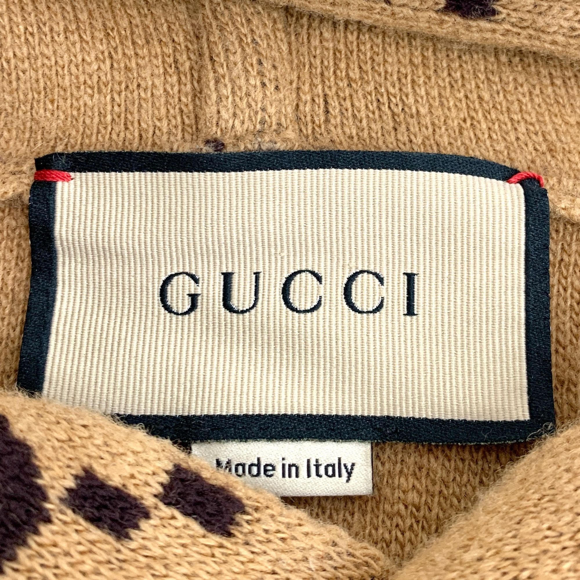 Gucci GUCCI GG Logo Jacquard Wool Hooded Sweater In Camel & Black Size XS / US 0-2 / IT 36-38 - 2 Thumbnail