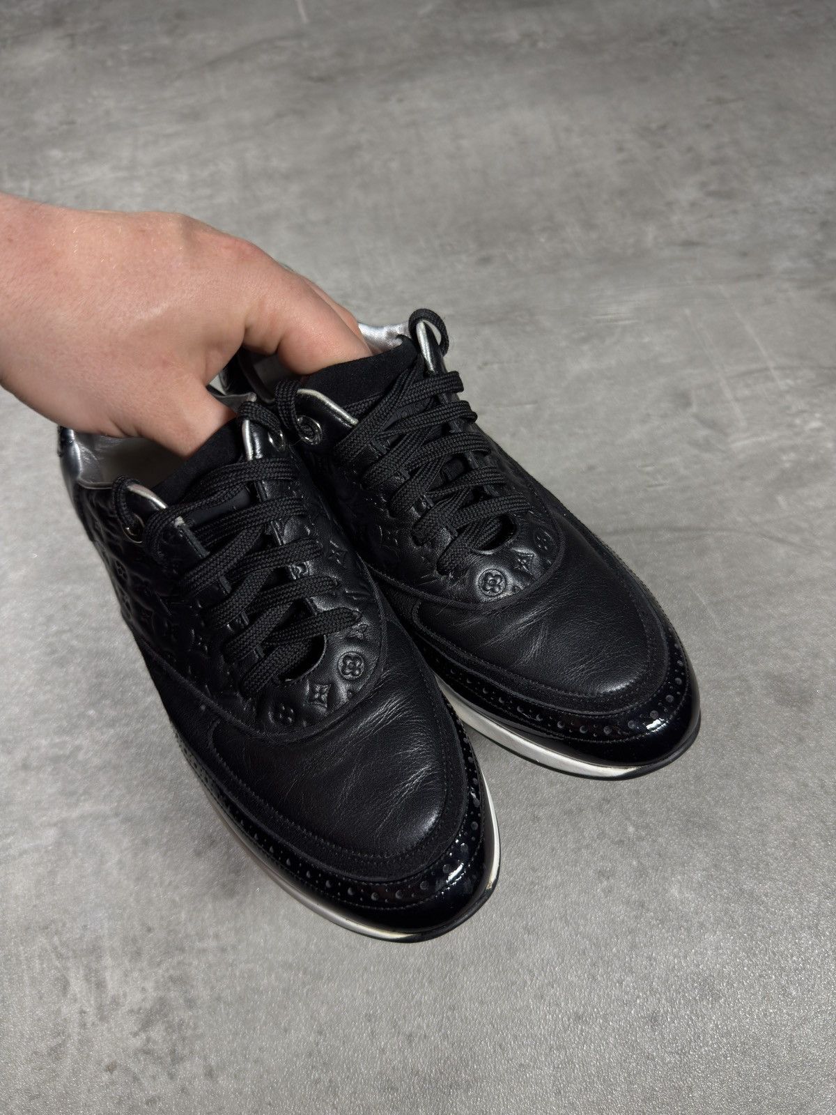 Louis Vuitton Louis Vuitton Monogram Run Away Sneakers – Black / Silver Size US 5 / EU 37 - 4 Thumbnail