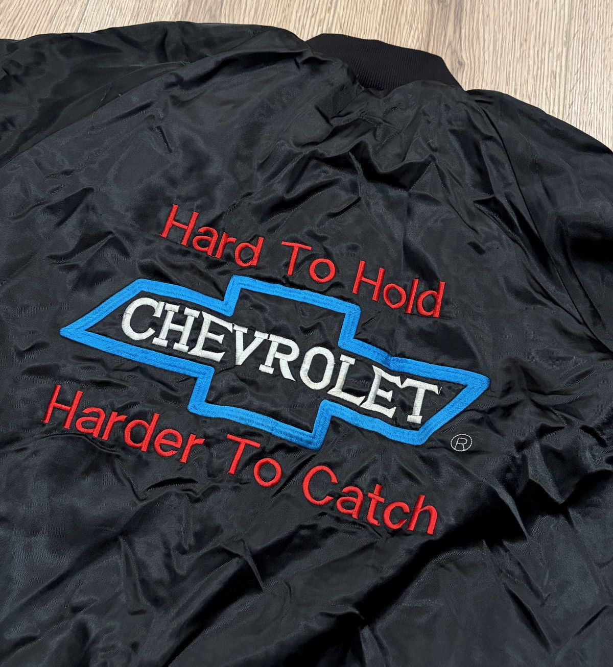 NASCAR Vtg Chevrolet The Heartbeat of America Satin Bomber Jacket Size US XL / EU 56 / 4 - 4 Thumbnail