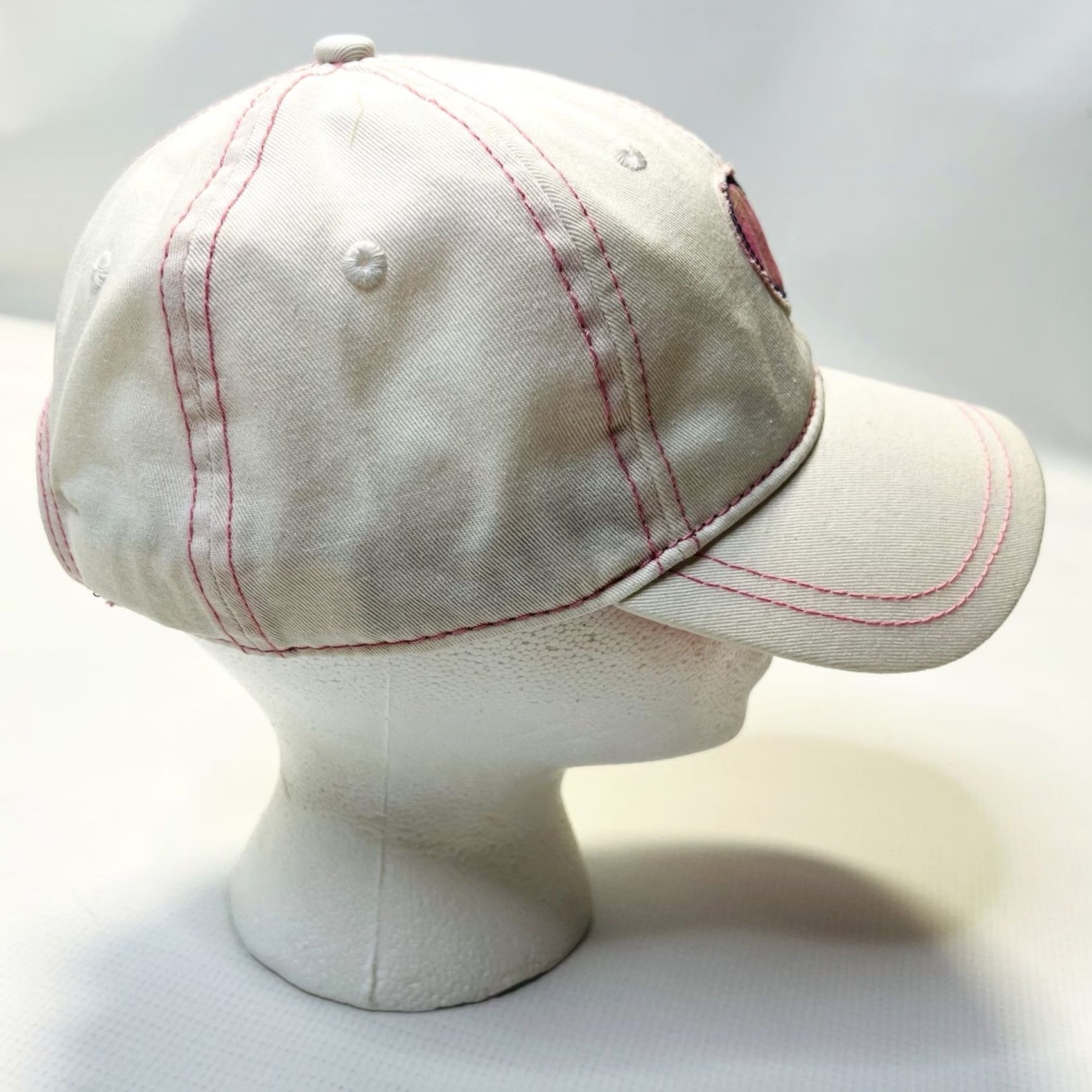 Vintage VINTAGE Kate Landry Hat White Pink Heart Adjustable Strap Baseball Cap Womens One Size Beach Boating 90s 80s Y2K Heart Theme Size ONE SIZE - 3 Thumbnail