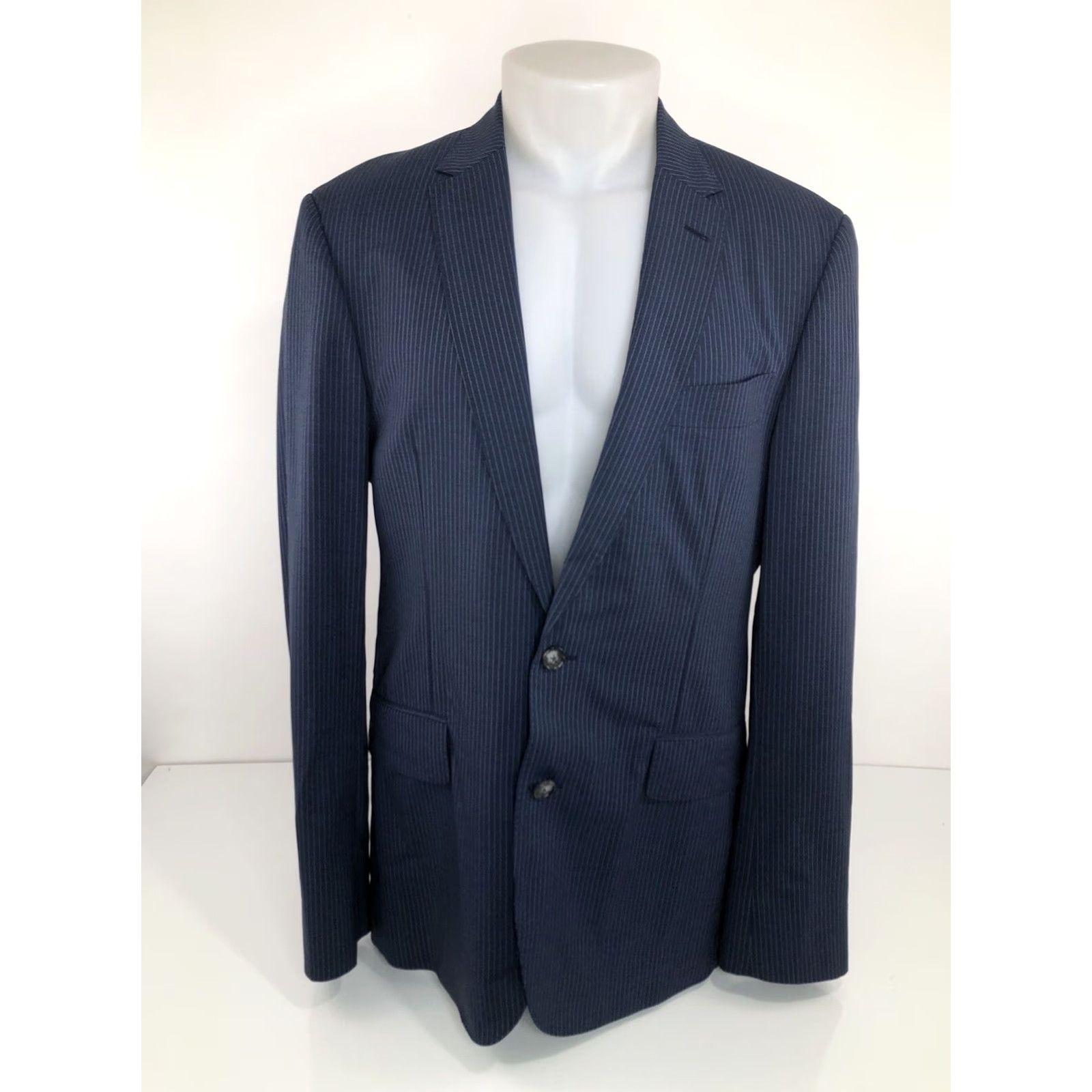 NBA Elevee Deron Williams NBA Pinstripe Blazer Jacket 40L Mens Blue Gray XL? hmm Size 40R - 2 Thumbnail