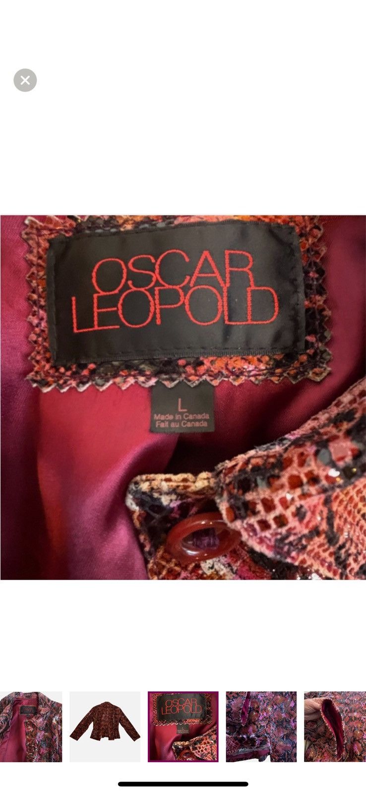 Other VTG Brown Pink Black Python Leather Look Lambskin Jacket Size L / US 10 / IT 46 - 6 Thumbnail