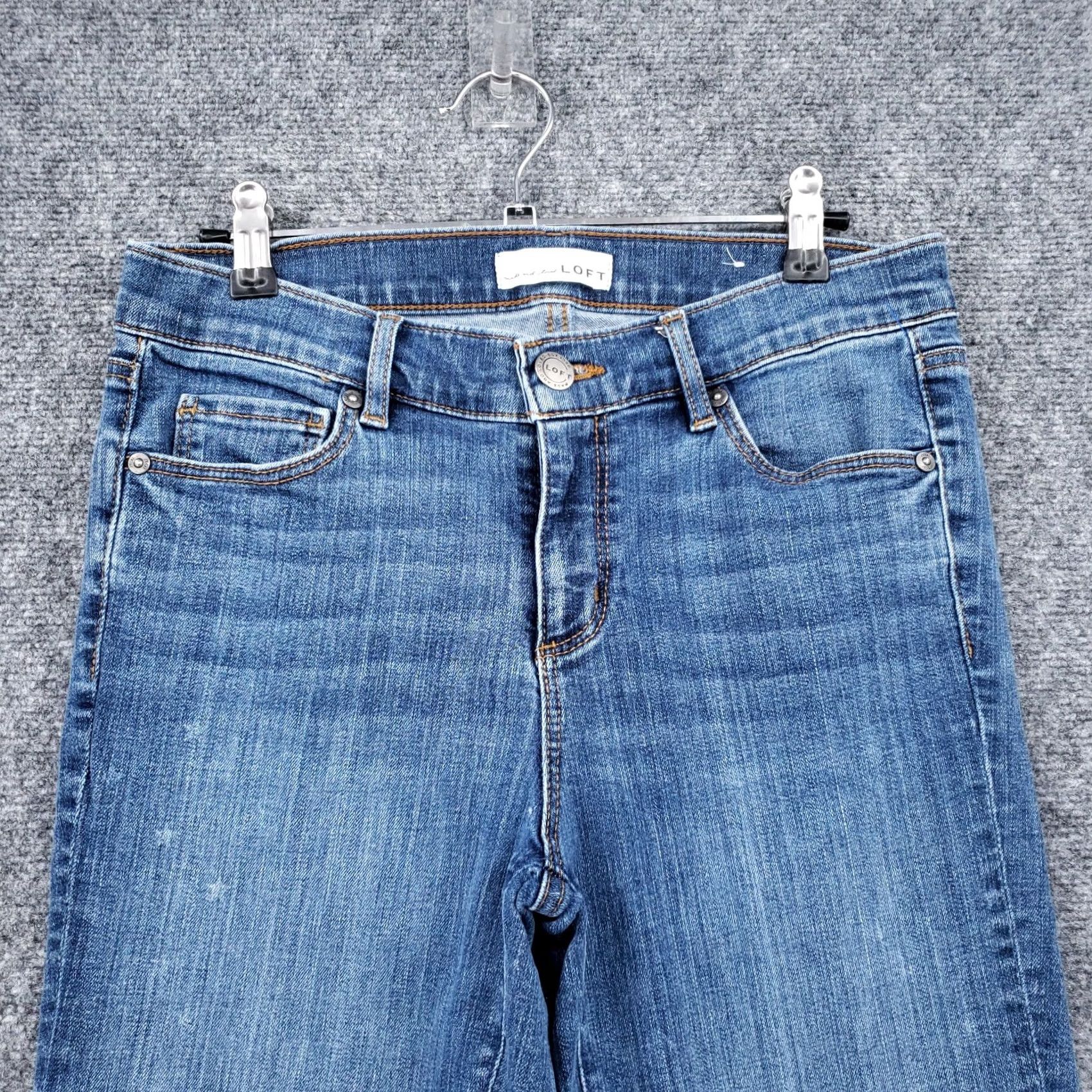 Loft Loft Jeans Womens 4 27 Modern Skinny Crop Blue Denim Medium Stone Wash Polka Dot Size 27" / US 4 / IT 40 - 3 Thumbnail