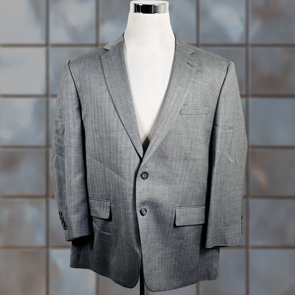 Joseph Joseph & Feiss 46S Executive Fit Sport Coat Gray Herringbone Two Button Vented Size US XS / EU 42 / 0 - 1 Thumbnail