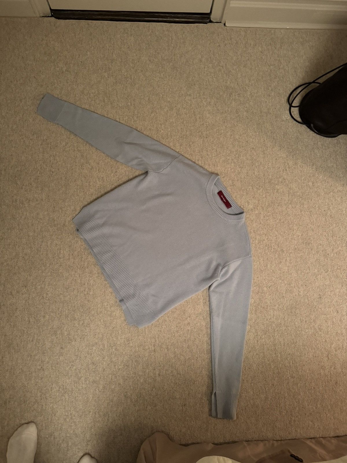 Light Blue Wool and Cashmere Crewneck Sweater