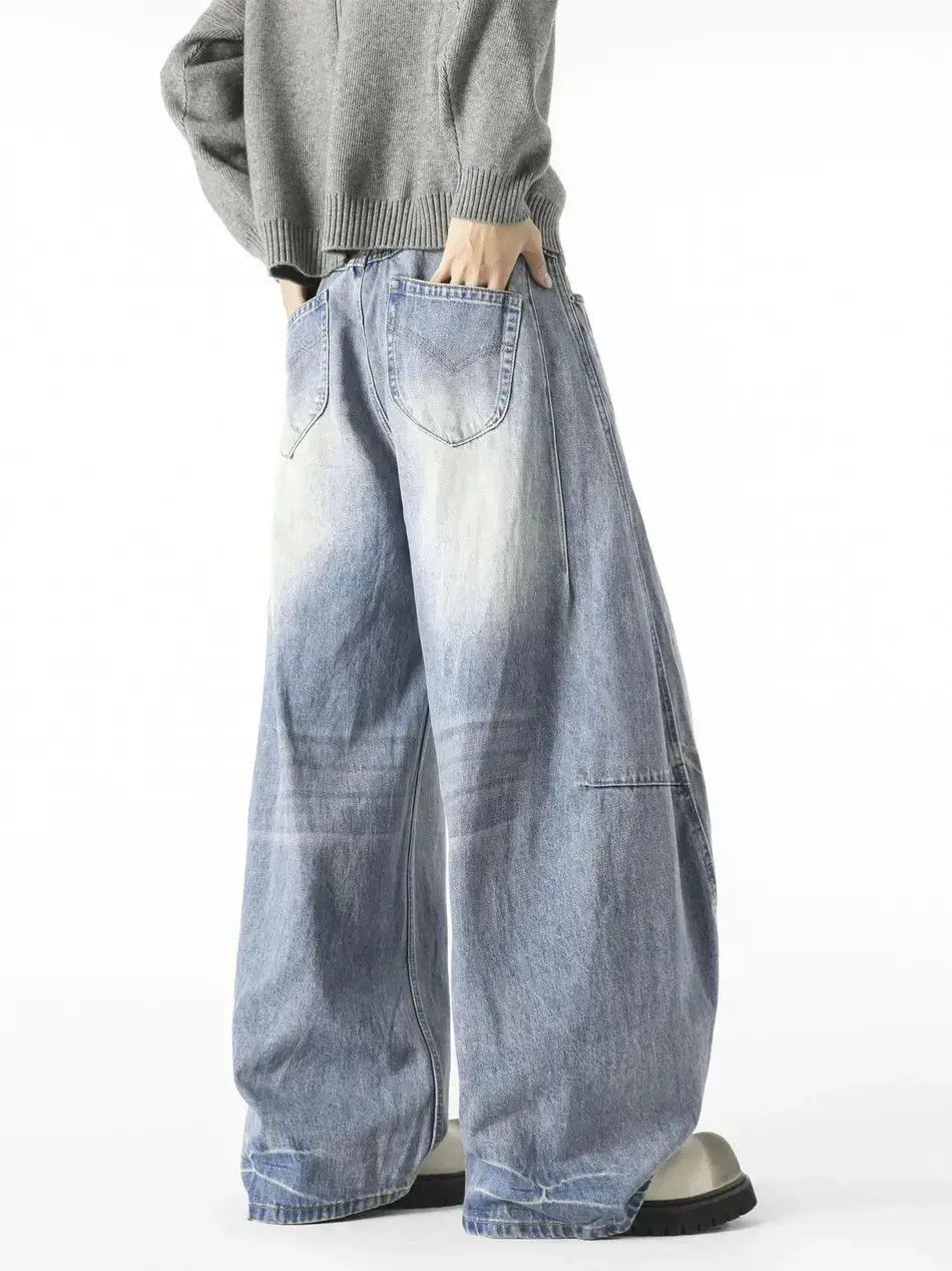 Japanese Brand Retro loose wide leg slightly flared jeans Size US 32 / EU 48 - 5 Thumbnail