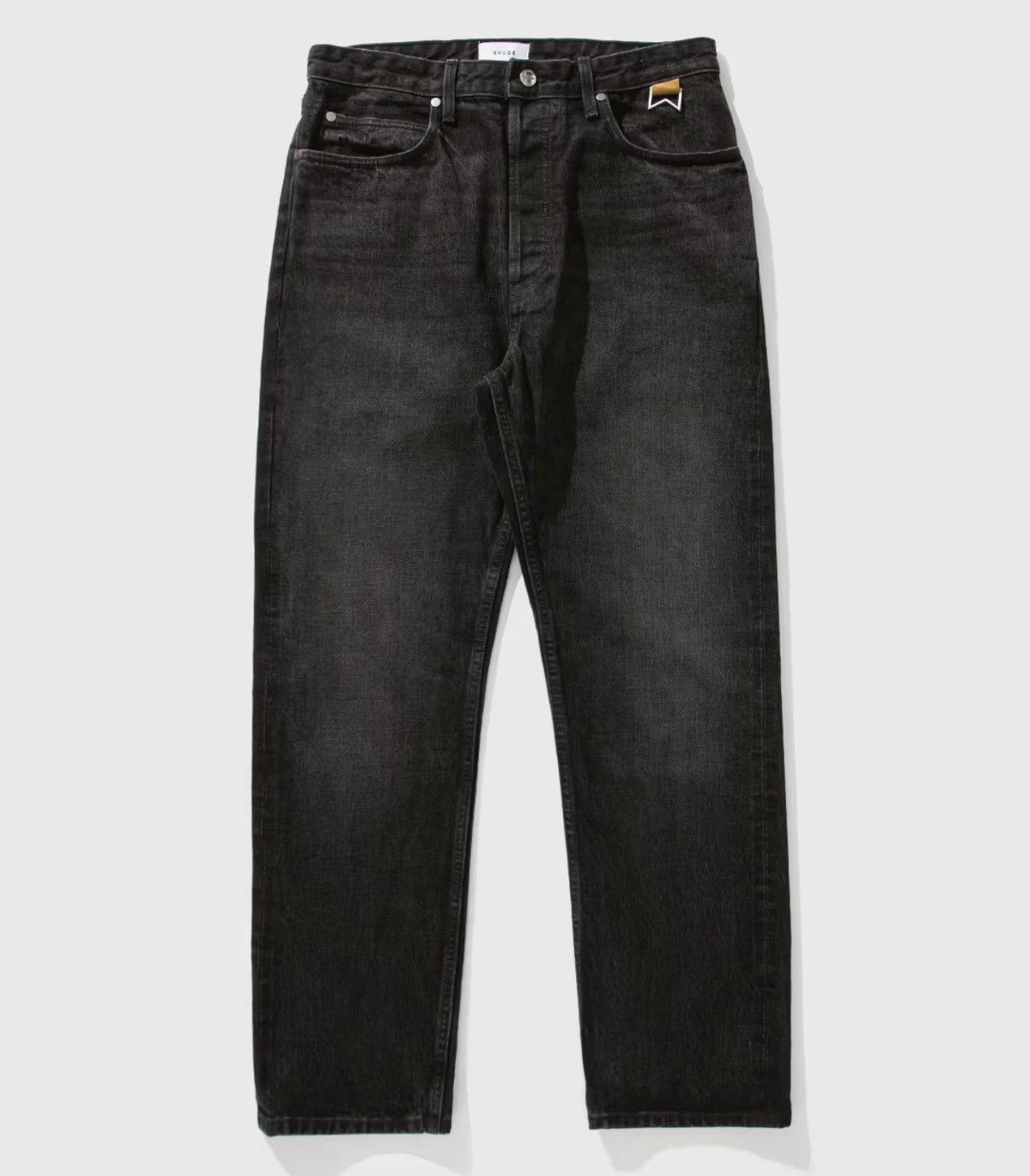 RHUDE Classic Denim Black Jeans Logo Size 34 Pocket Logo