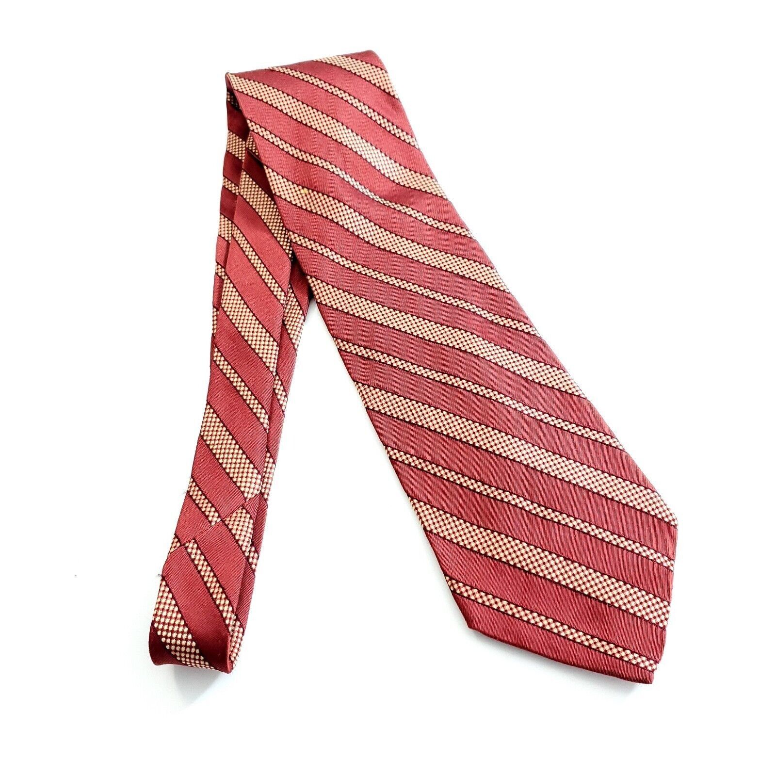 Donna Karan Donna Karan Signature Red Woven Striped Wide Silk Tie Size ONE SIZE - 7 Thumbnail