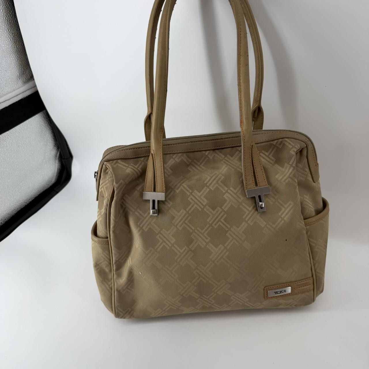 Tumi Beige Monogram Satchel Bag