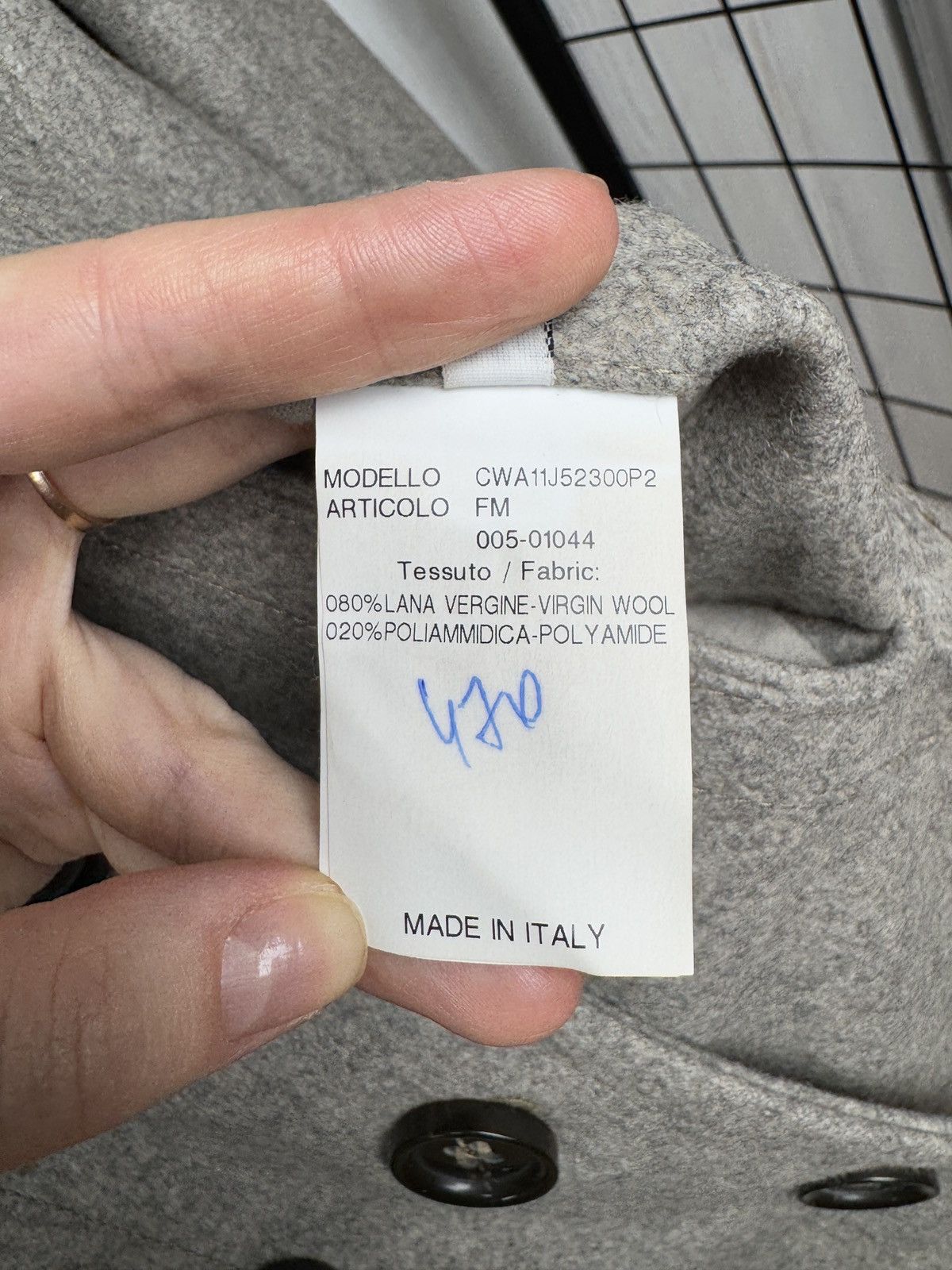 Other ChatCwin Grey Wool Double-Breasted Coat leather trim size 46 Size L / US 10 / IT 46 - 15 Thumbnail