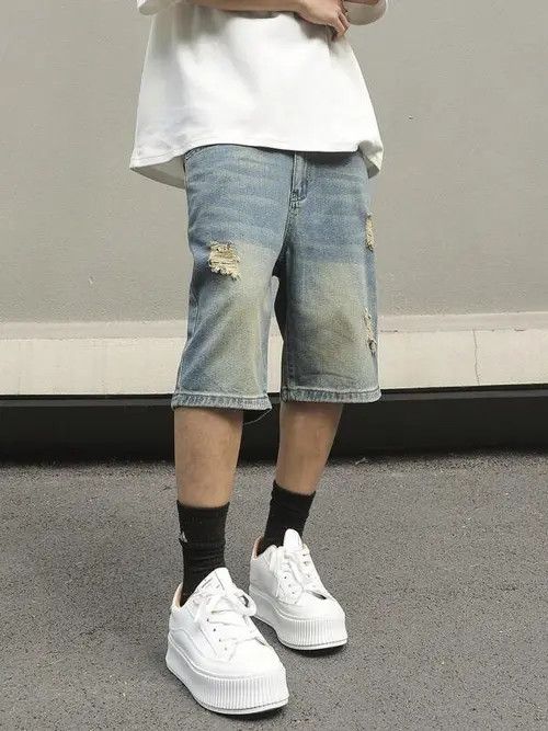 Japanese Brand × Vintage Jorts Vintage Washed Distressed Denim Size US 32 / EU 48 - 3 Thumbnail