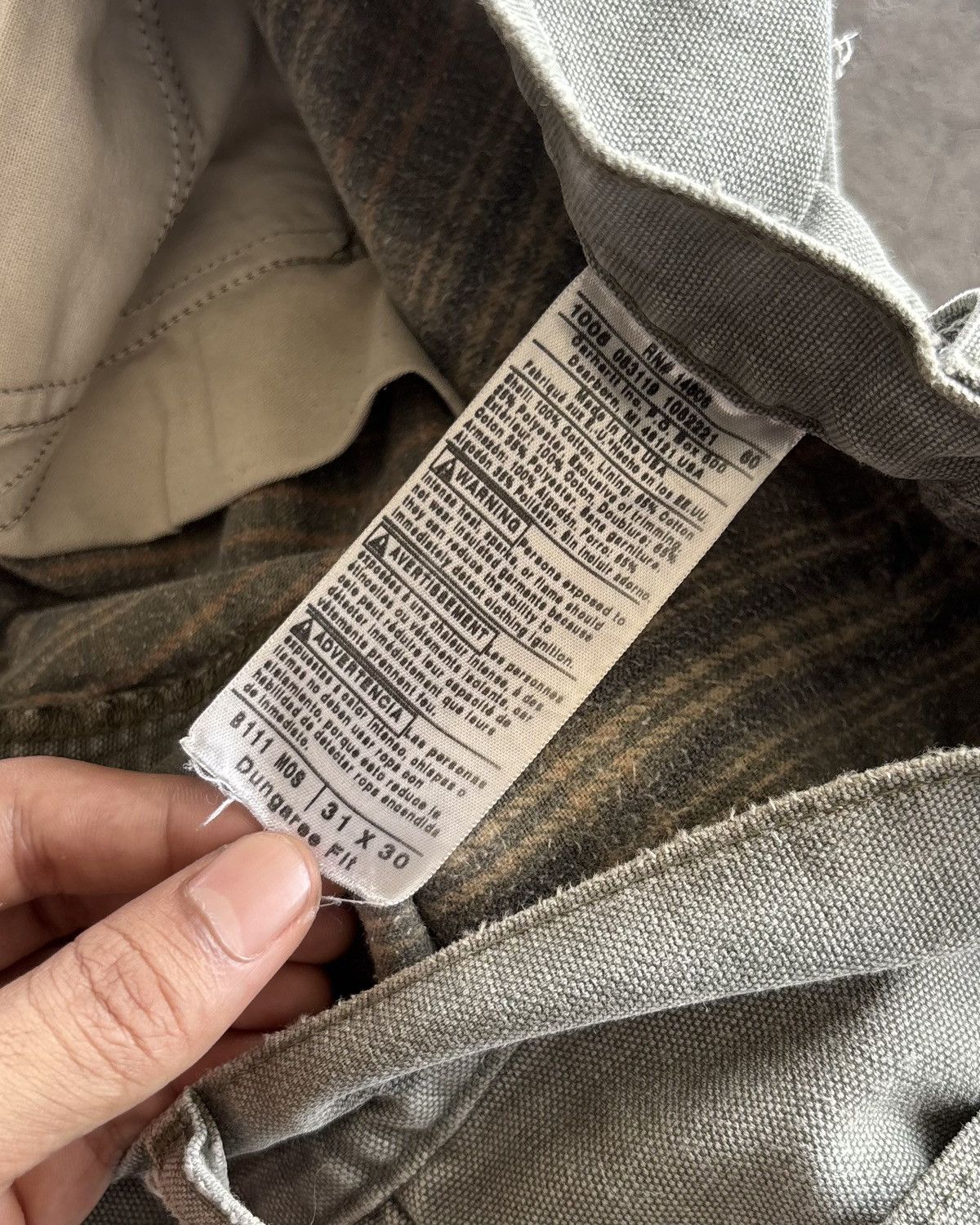 Carhartt 🔥Vintage Carhartt Distressed Tartan Lined Carpenter Size US 31 - 6 Thumbnail