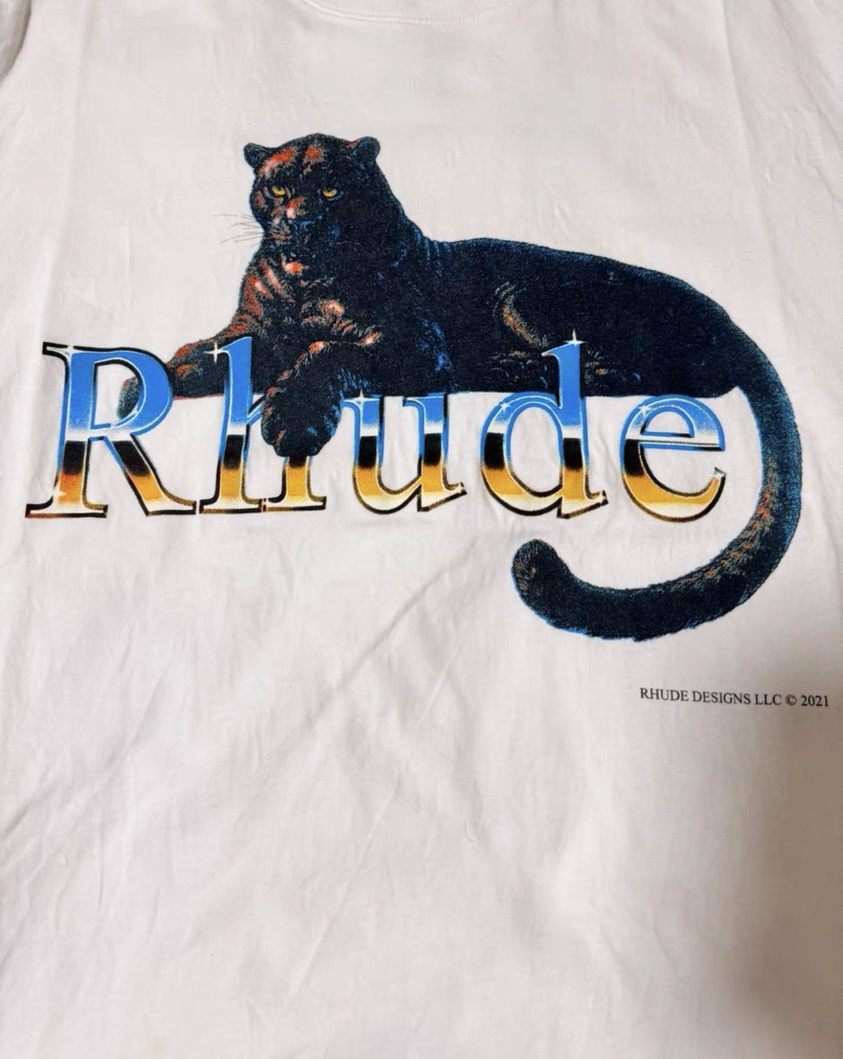 Rhude RHUDE 22SS USA-Made Black Panther Printed Crewneck Short Size US XL / EU 56 / 4 - 6 Thumbnail