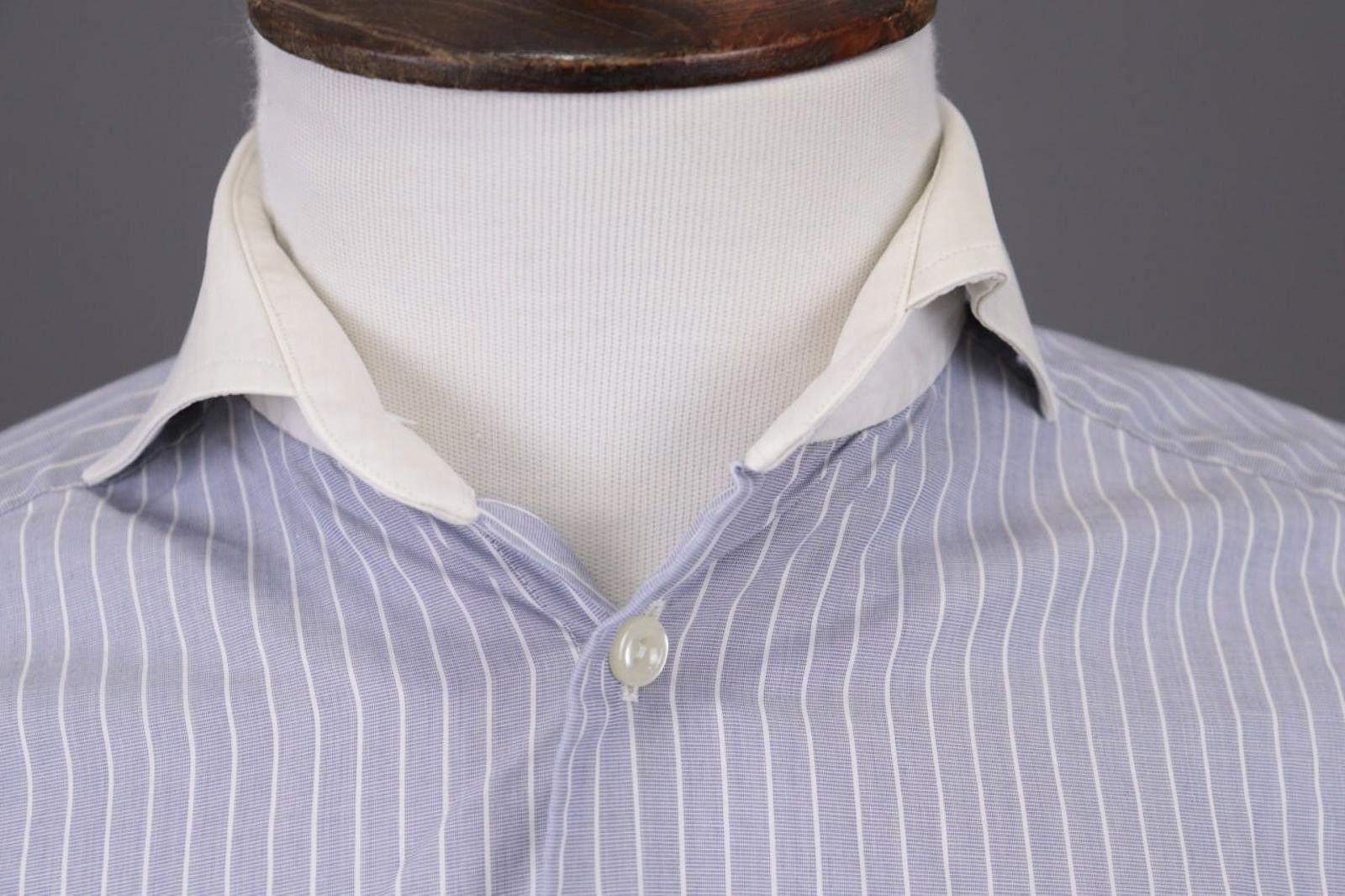 Eton Eton Contemporary Gray Pinstripe Down Shirt Size 38 / 15 Size US M / EU 48-50 / 2 - 4 Thumbnail