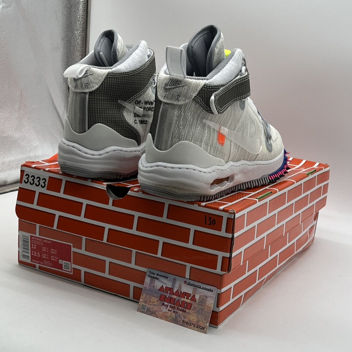 Nike Off white x Air Force 1 mid white Size US 12 / EU 45 - 5 Thumbnail