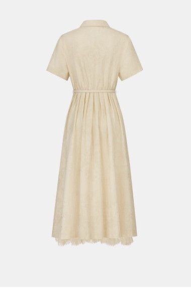 Dior o1w1db10924 Shirt Dress With Belt in Ecru Size L / US 10 / IT 46 - 2 Thumbnail
