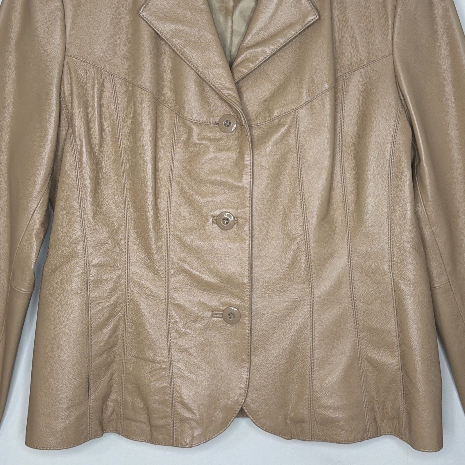 Wilsons Leather WILSONS Leather Maxima Women's L Button Front Lined TAN Size L / US 10 / IT 46 - 5 Thumbnail