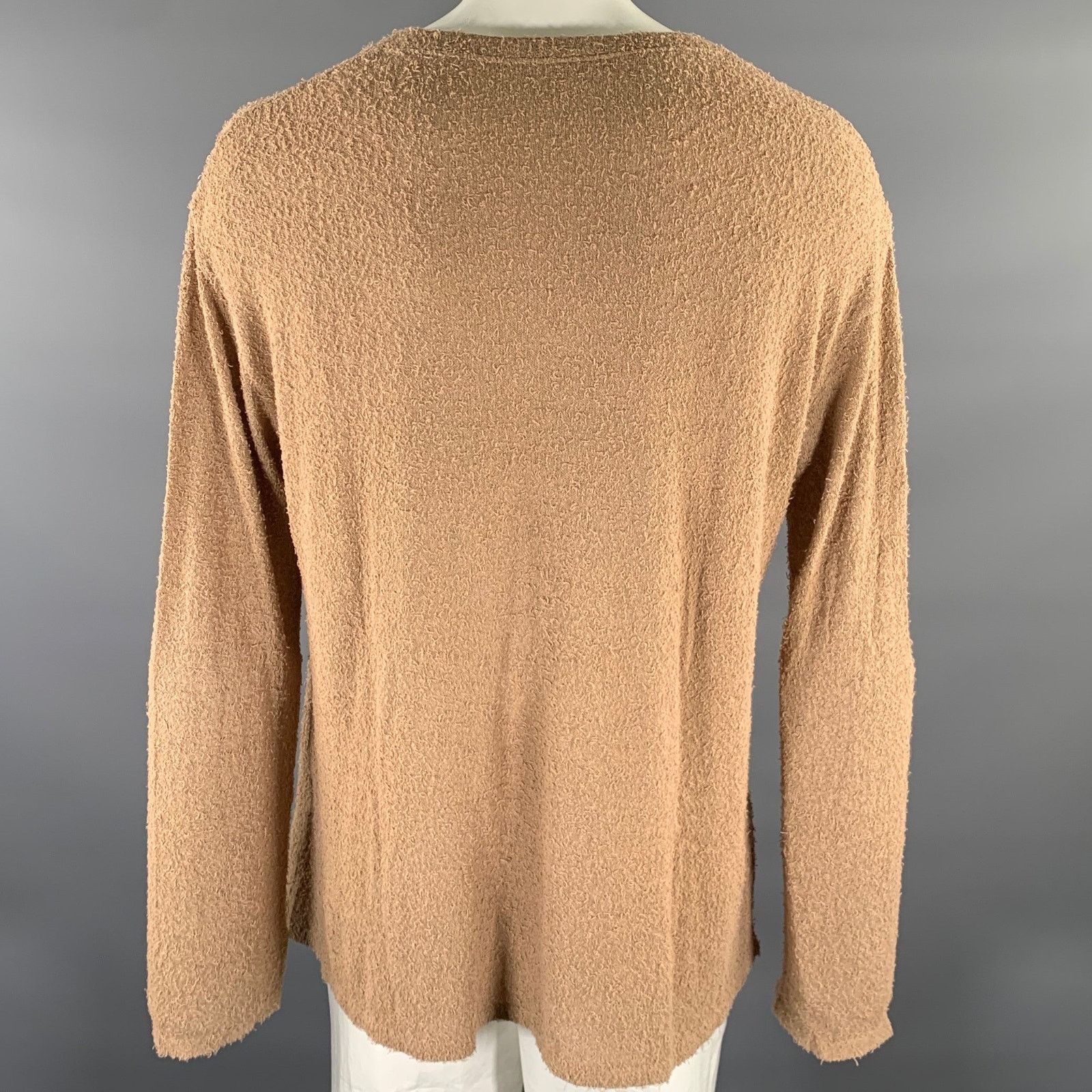 John Elliott L Camel Textured Cotton Nylon Boat Neck Pullover Size US L / EU 52-54 / 3 - 4 Thumbnail