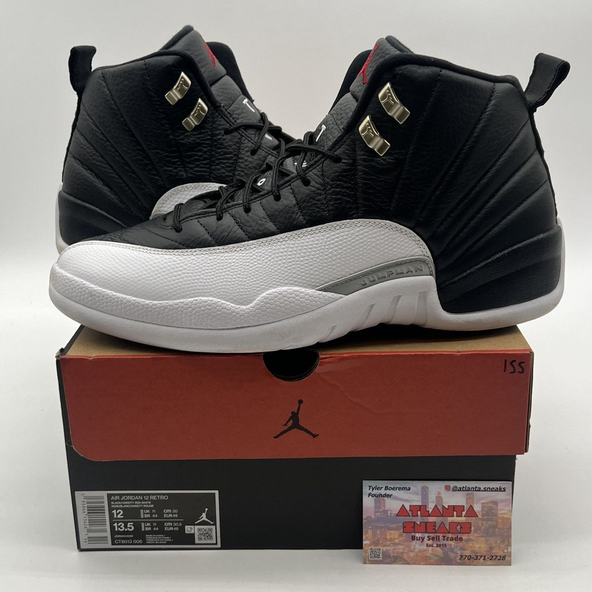 image of Air Jordan 12 Playoff Shoes in Black, Men's