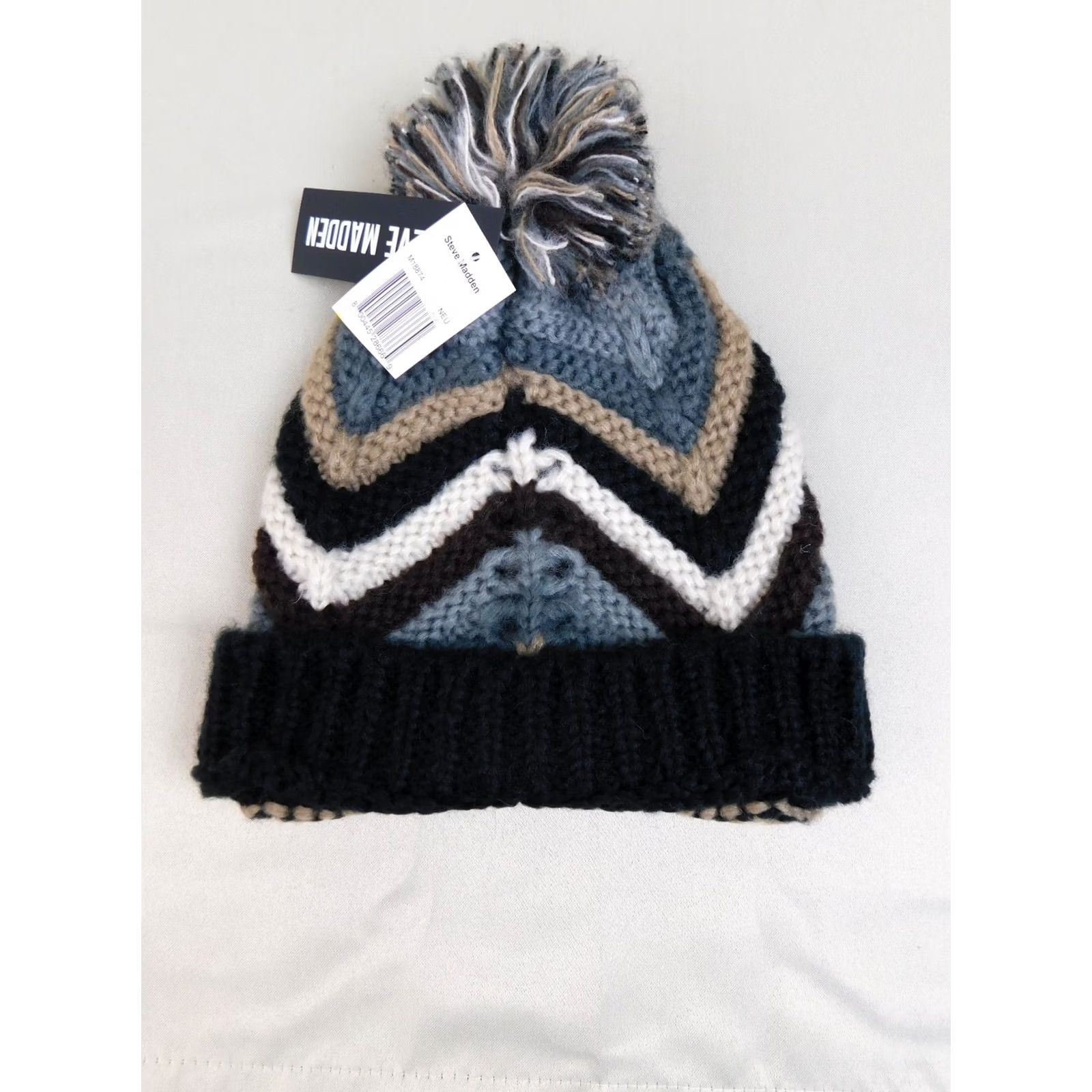 Steve Madden Steve Madden Beanie Hat Gray Women's Winter Knit Chevron Logo One Size XS? Size ONE SIZE - 5 Thumbnail