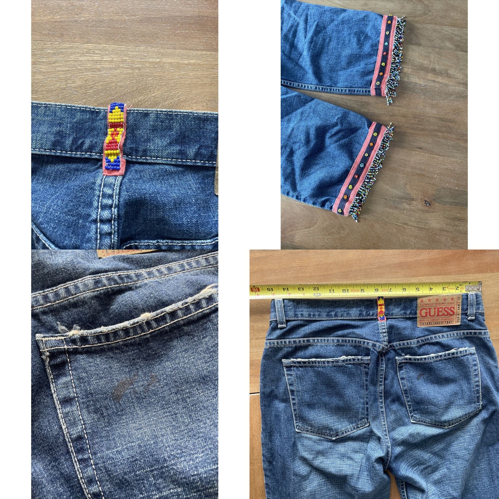 Guess VINTAGE GUESS Jeans Cropped Womens 30x23 Beaded Embellished Denim 80s 90s Boho USA Shirt? Size 30" / US 8 / IT 44 - 8 Thumbnail