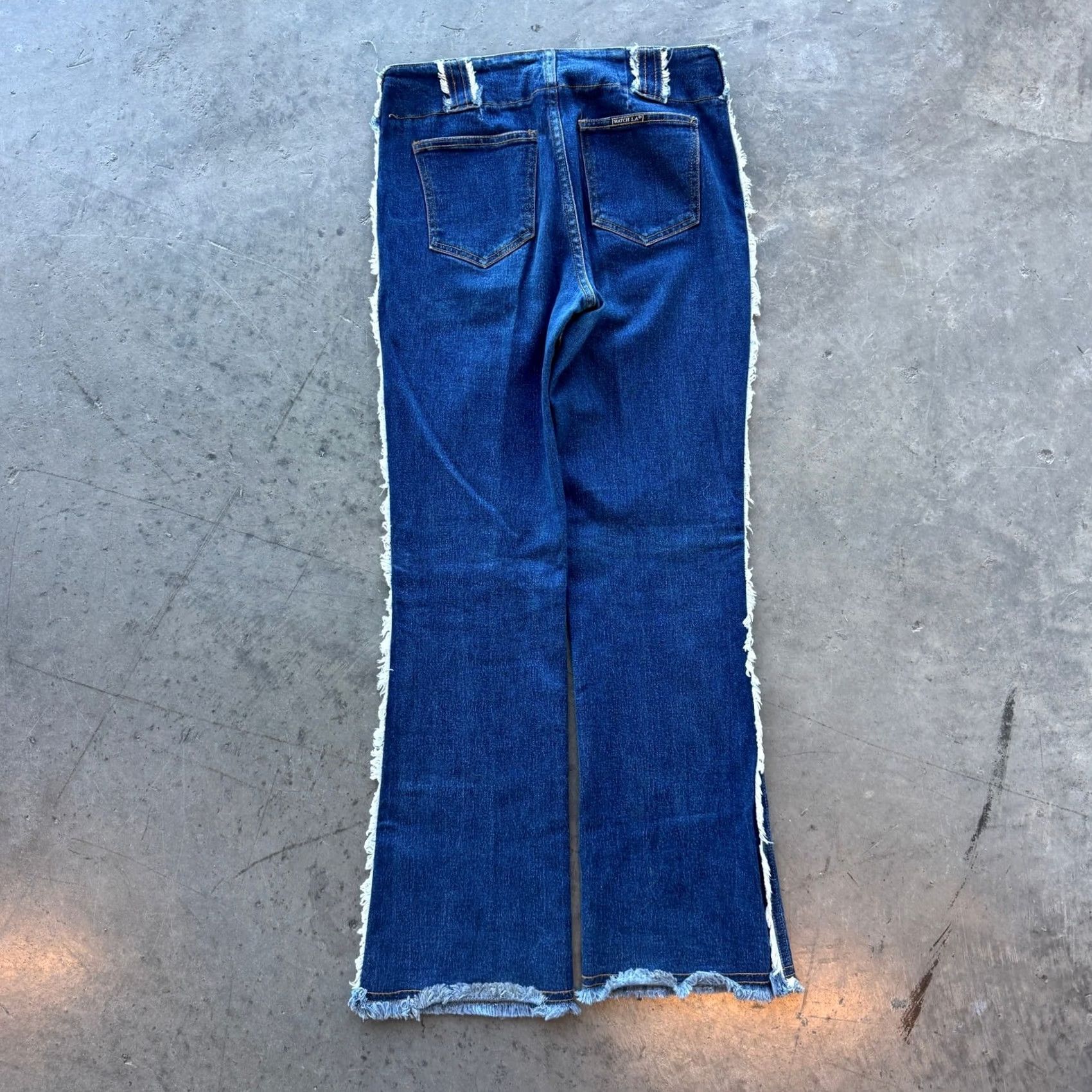 Swatch VINTAGE Y2K Watch La Dark Wash Raw Hem Wide Leg Flare Denim Jeans Women’s 29 Women’s Jeans 29 Blue Flared Wide Leg Denim Jeans Mens Womens Size 29" - 2 Thumbnail