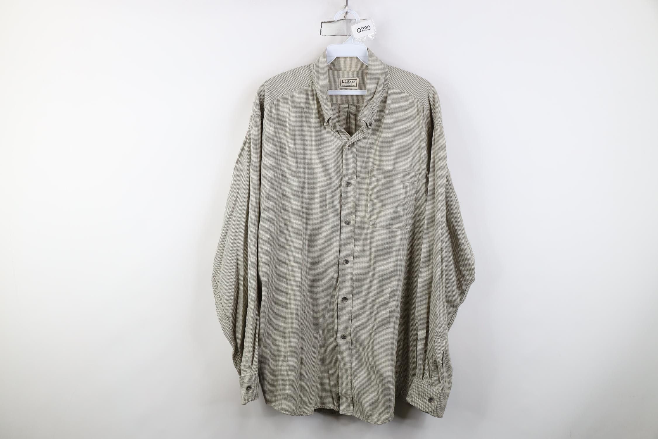 L.L. Bean Vintage 90s LL Bean Houndstooth Collared Button Down Shirt Size US XL / EU 56 / 4 - 1 Thumbnail