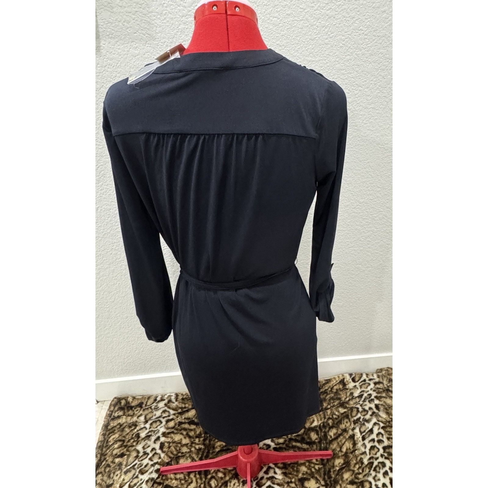 Michael Kors Michael Kors Navy Gold Chain Lace Up Shift Belted Dress Size S / US 4 / IT 40 - 5 Thumbnail