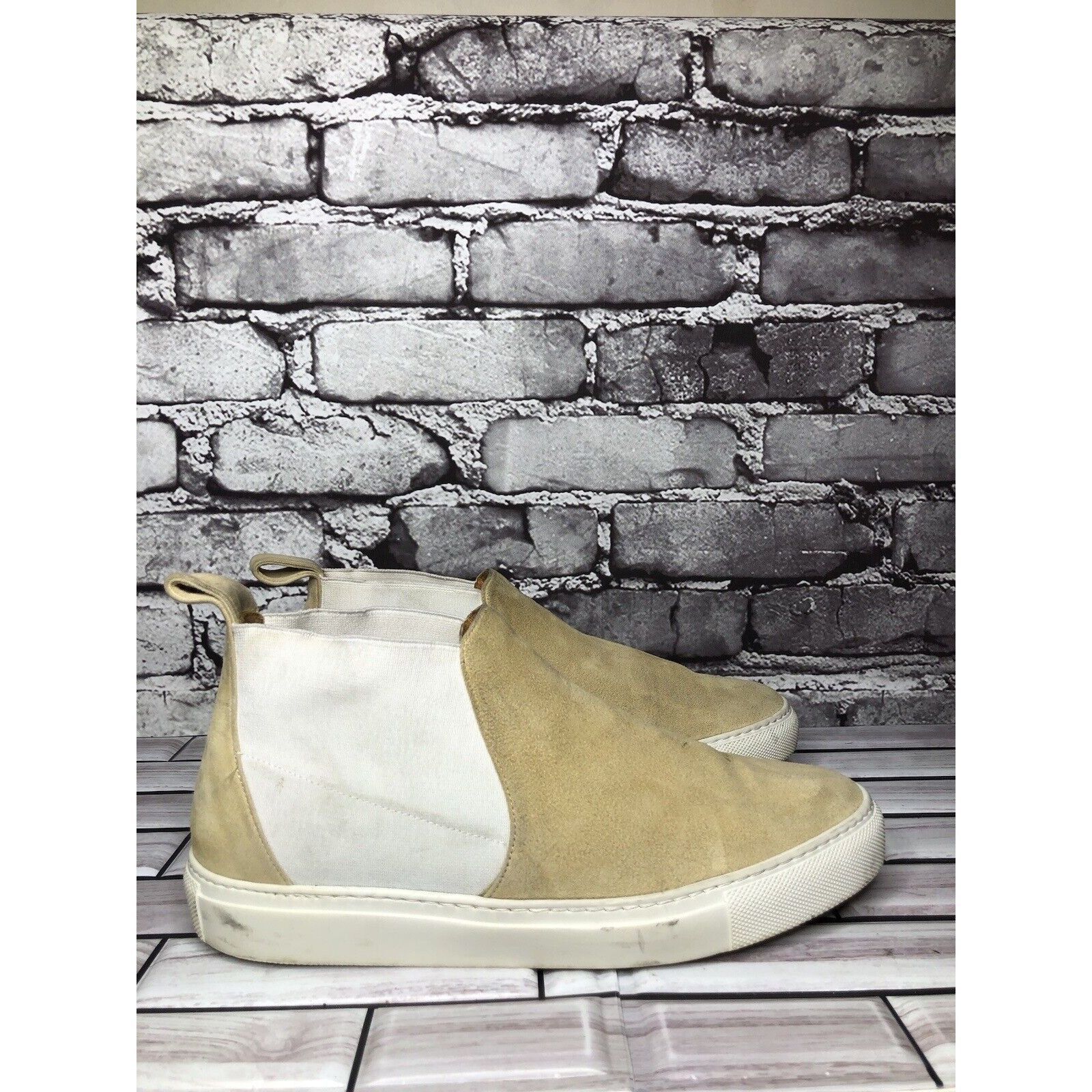 & Other Stories & Other Stories Beige Tan Suede White Textile Ankle Shoes Wo Size US 8 / IT 38 - 3 Thumbnail