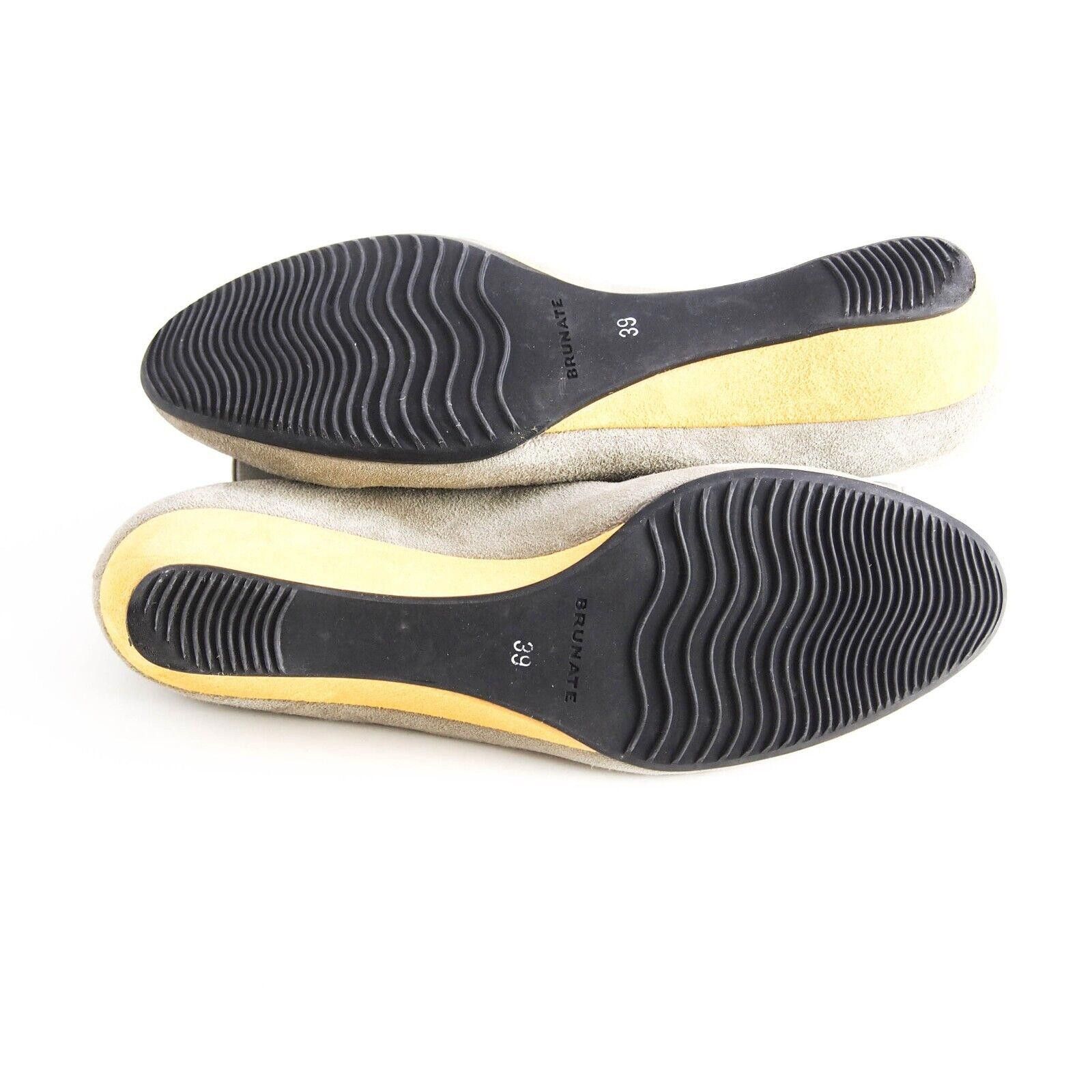 Designer Brunate Bow Loafers Low Wedge Gray Yellow Suede US 9 EU 39 Size US 9 / IT 39 - 8 Thumbnail