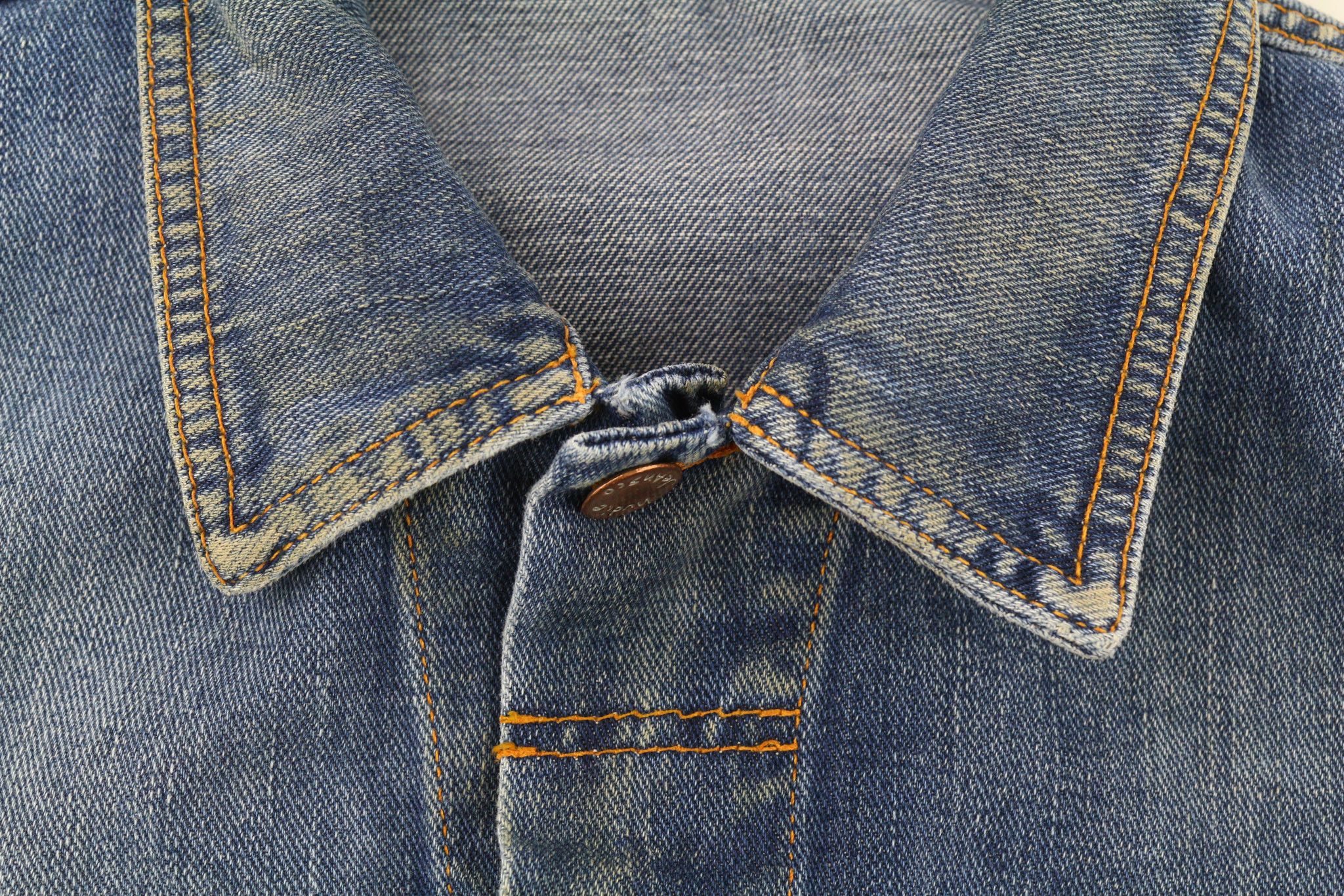 Nudie Jeans TERRY NATURAL WORN S Blue Denim Polo Neck Jacket 80352 Size US S / EU 44-46 / 1 - 7 Thumbnail