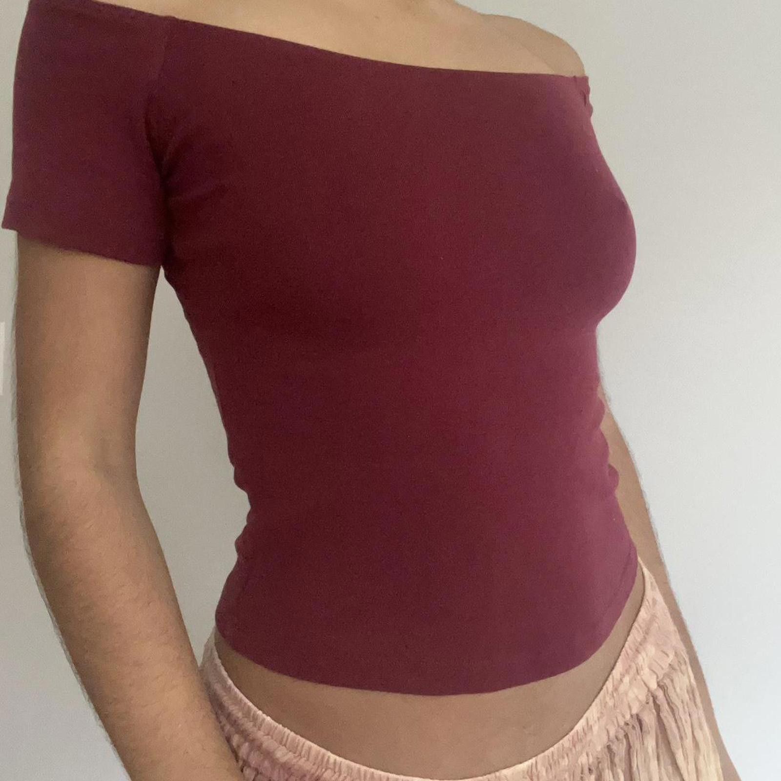 Mango Burgundy off the shoulder top #offtheshoulder Size S / US 4 / IT 40 - 2 Thumbnail