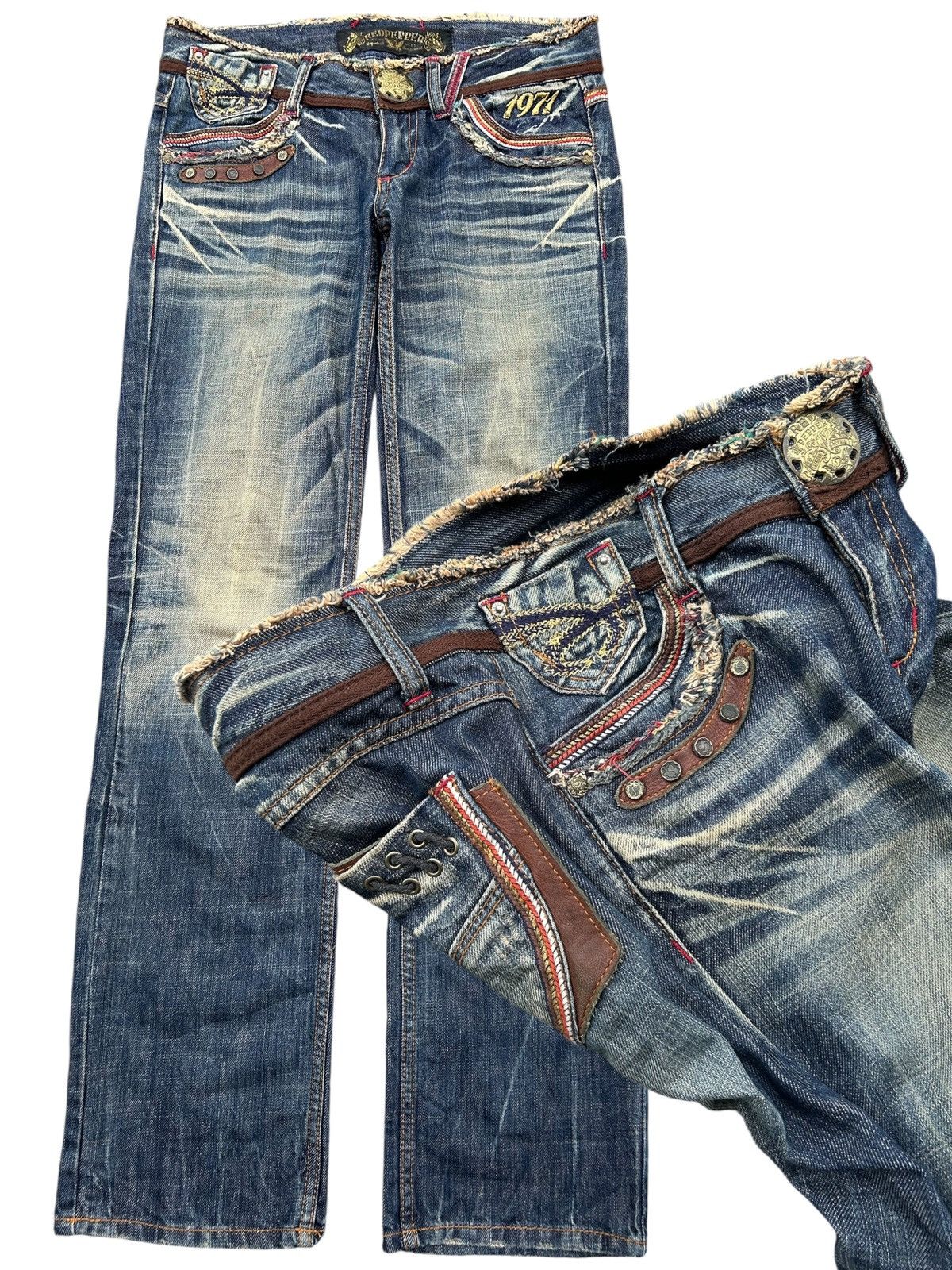 If Six Was Nine × KMRii × Le Grande Bleu (L.G.B.) ☠️ Red Papper Japanese Punk Rusty Faded Denim Jeans Lowrise Size US 30 / EU 46 - 1 Thumbnail