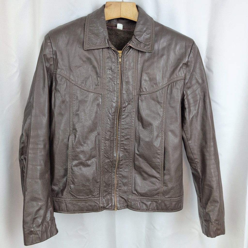 Sears Men's Vintage Brown Leather Insulated Jacket, 44 Size US L / EU 52-54 / 3 - 1 Thumbnail