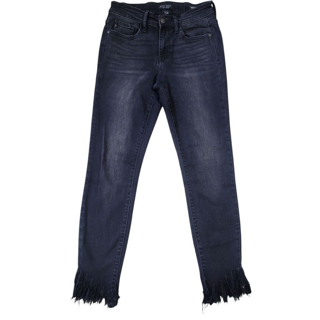 Judy Blue Judy Blue Black Skinny Fit Frayed Hem Ankle High Jeans 1/25 Size 25" / US 0 / IT 36 - 1 Thumbnail
