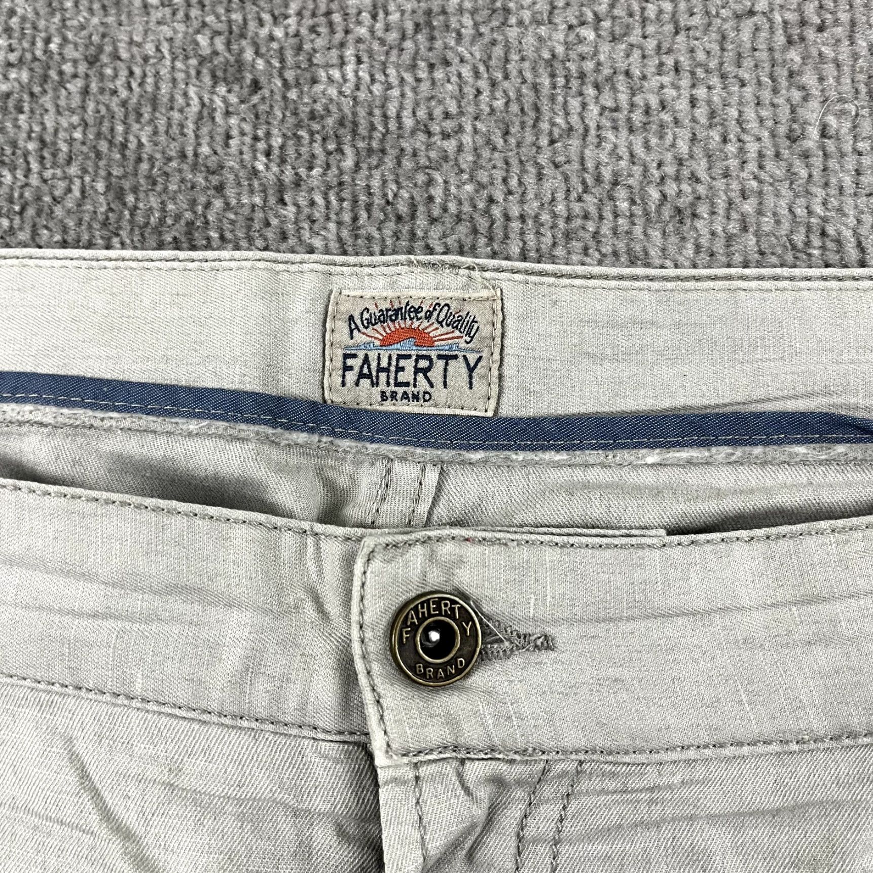 Faherty FAHERTY Pants Mens 40 x 32 Straight Gray Chino Golf Travel Linen Blend 5-Pocket Size US 40 / EU 56 - 2 Thumbnail
